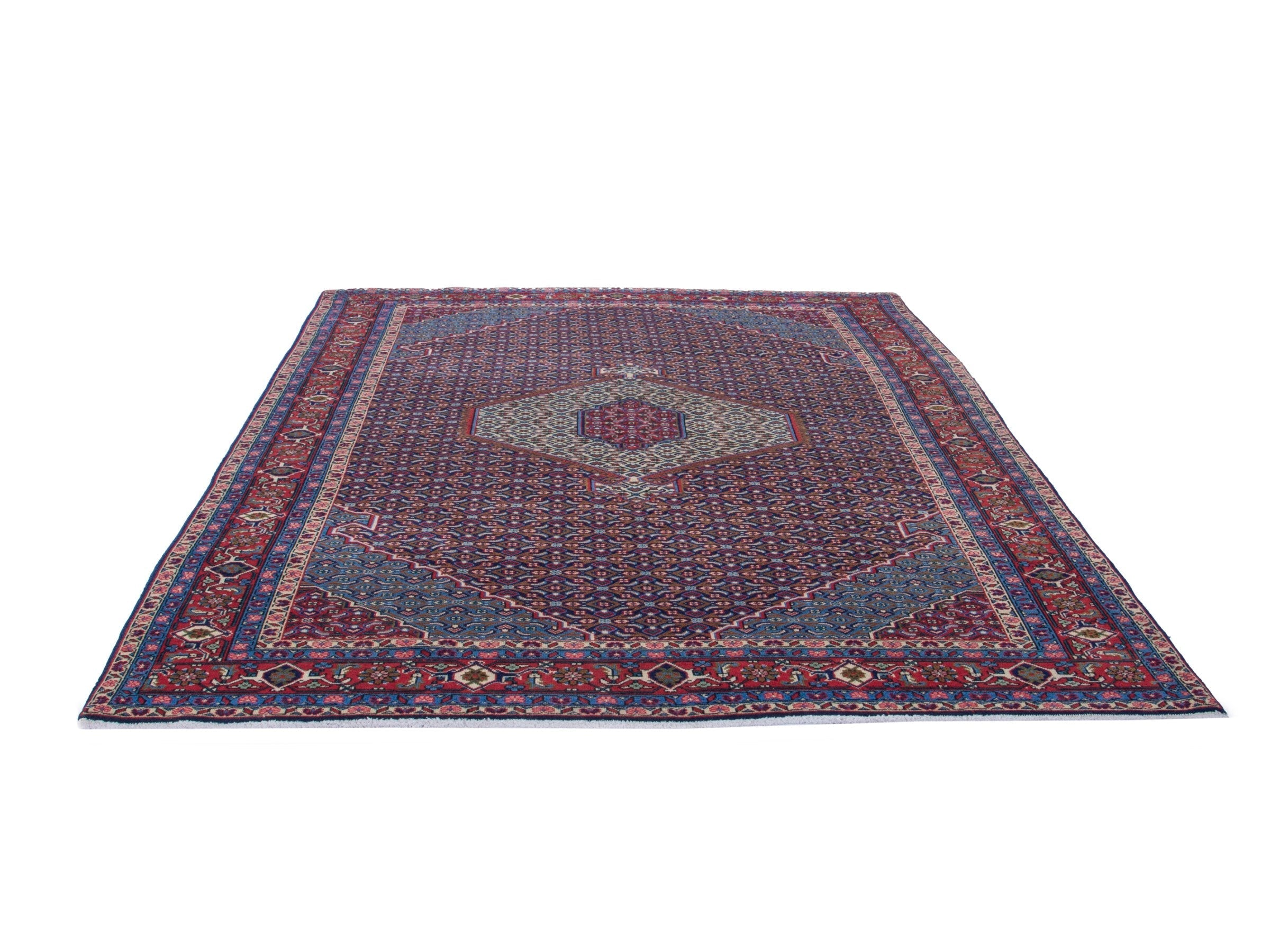 Persian Ardabil area rug in burgundy and deep red, view 2 of 19