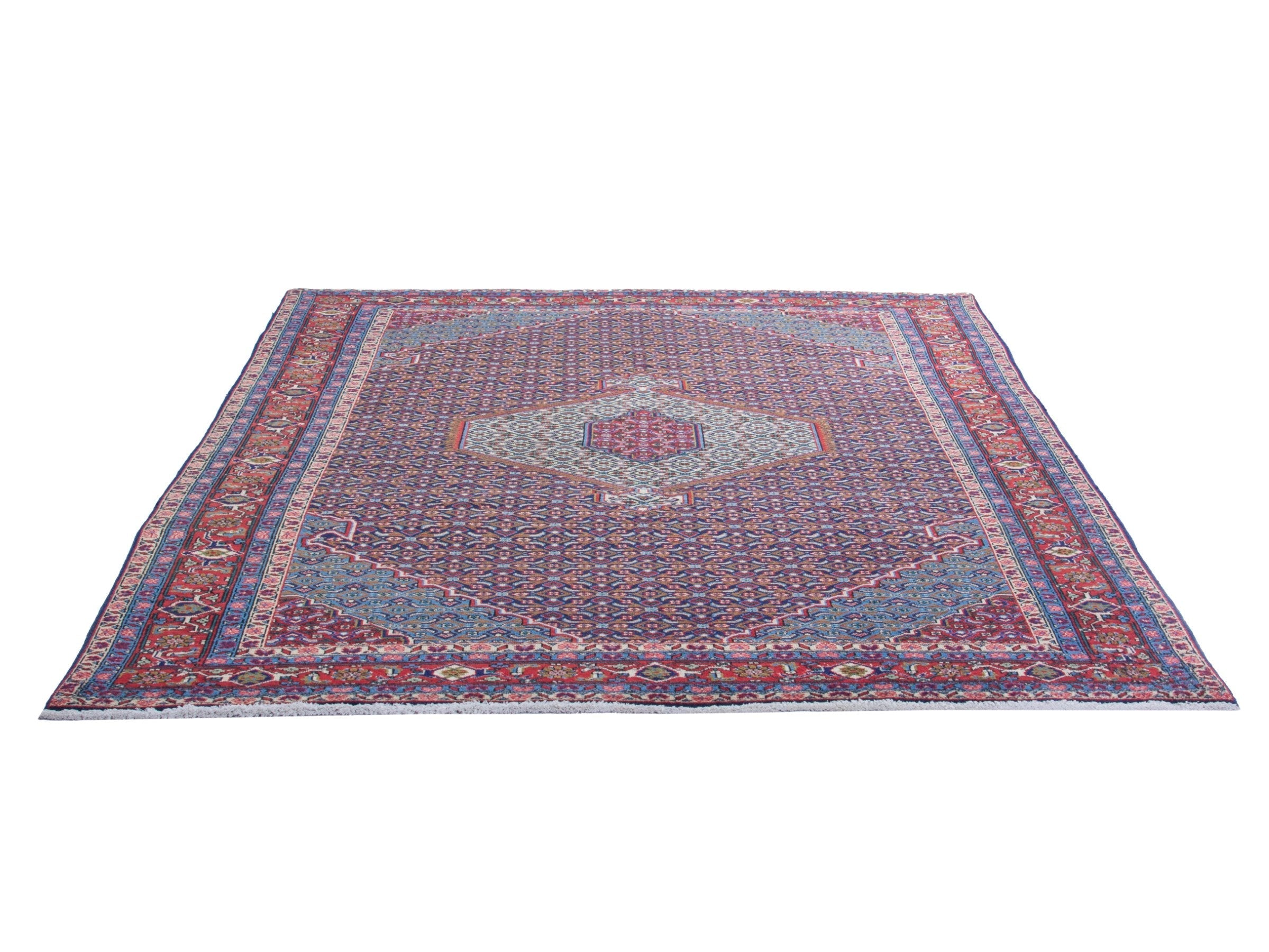 Persian Ardabil area rug in burgundy and deep red, view 3 of 19