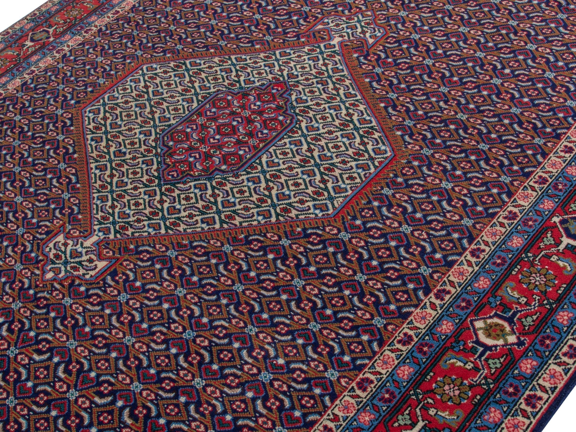 Persian Ardabil area rug in burgundy and deep red, view 4 of 19
