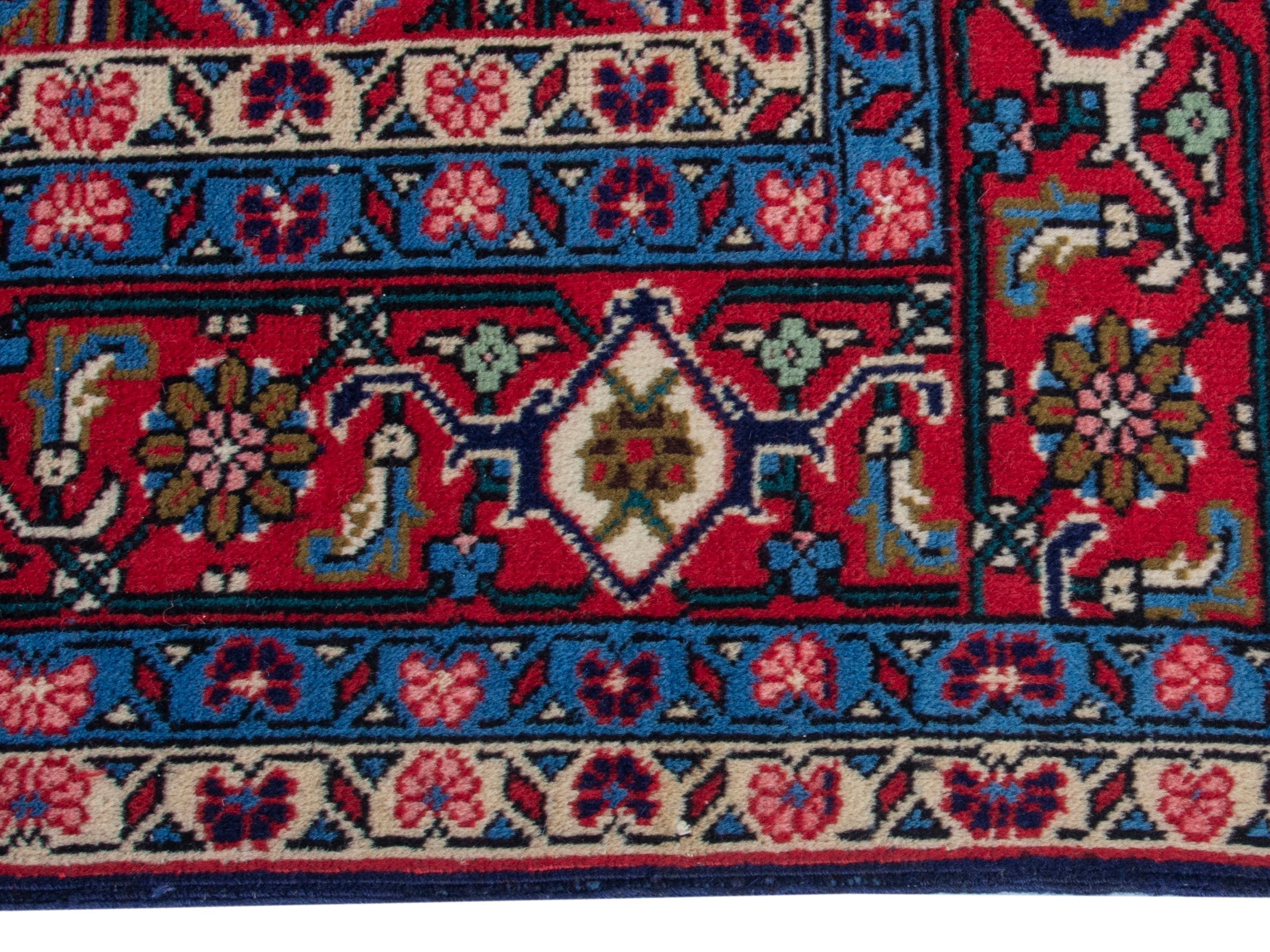 Persian Ardabil area rug in burgundy and deep red, view 10 of 19