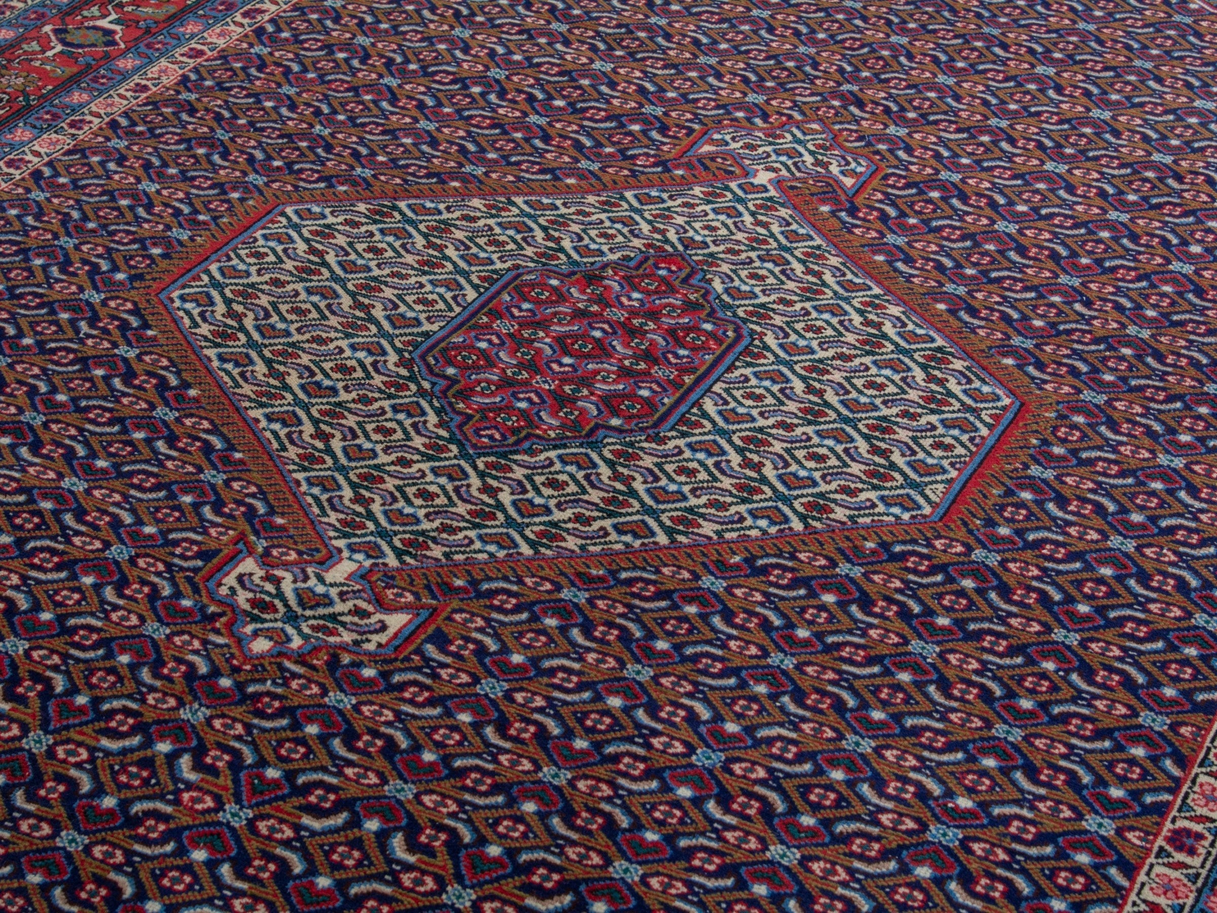 Persian Ardabil area rug in burgundy and deep red, view 7 of 19
