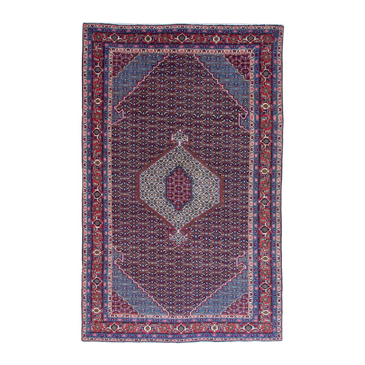 Persian Ardabil area rug in burgundy and deep red, 6'7" x 9'7"