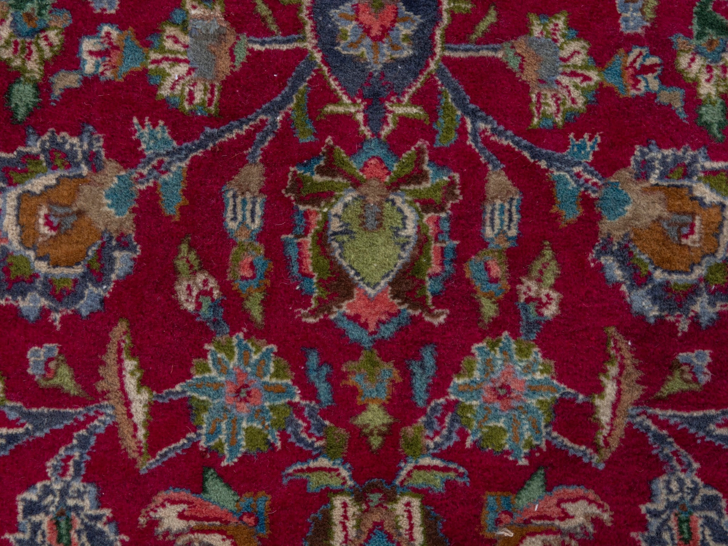 Persian Kashmar oversized rug in deep red and navy, view 12 of 24