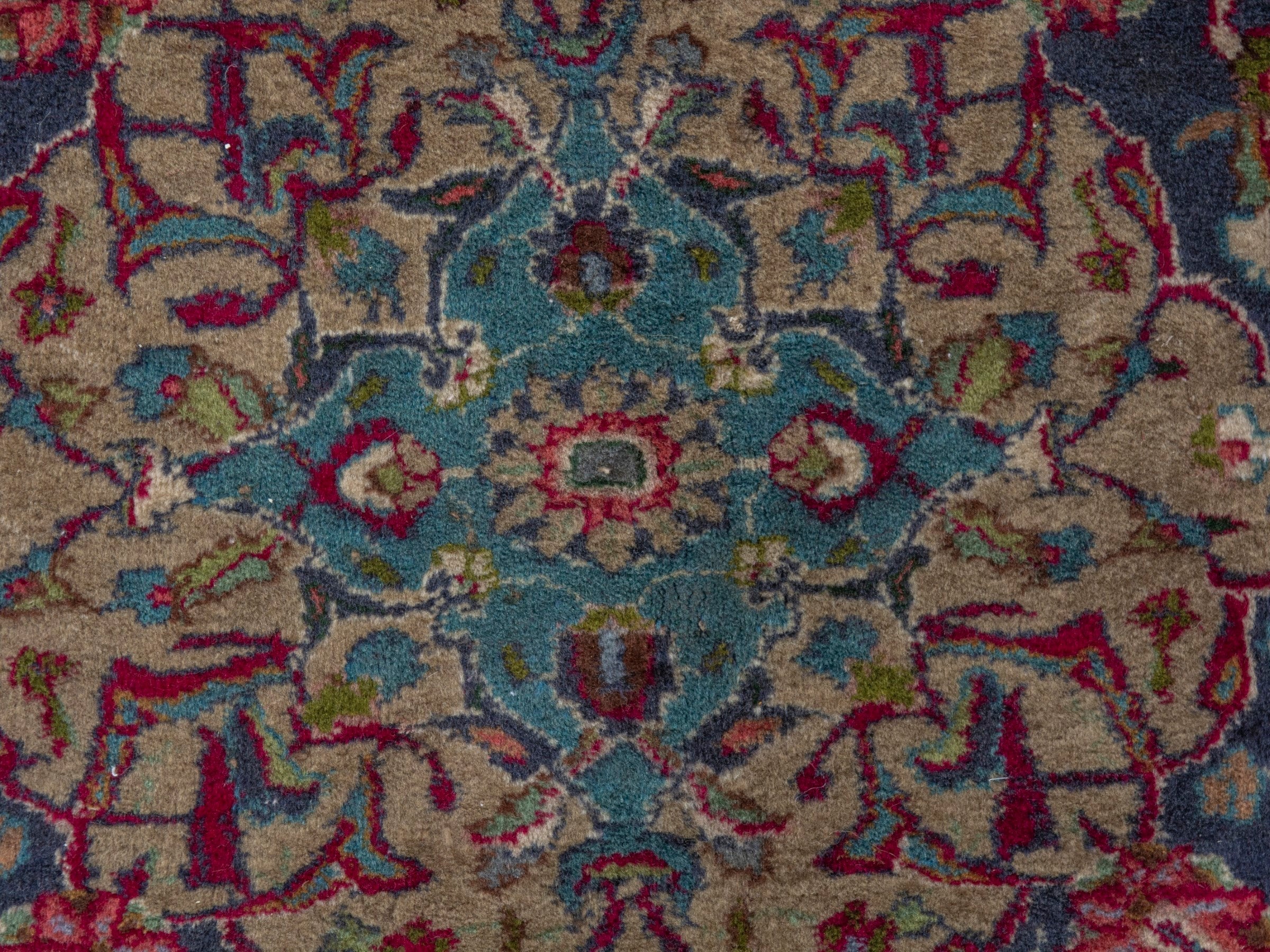 Persian Kashmar oversized rug in deep red and navy, view 13 of 24