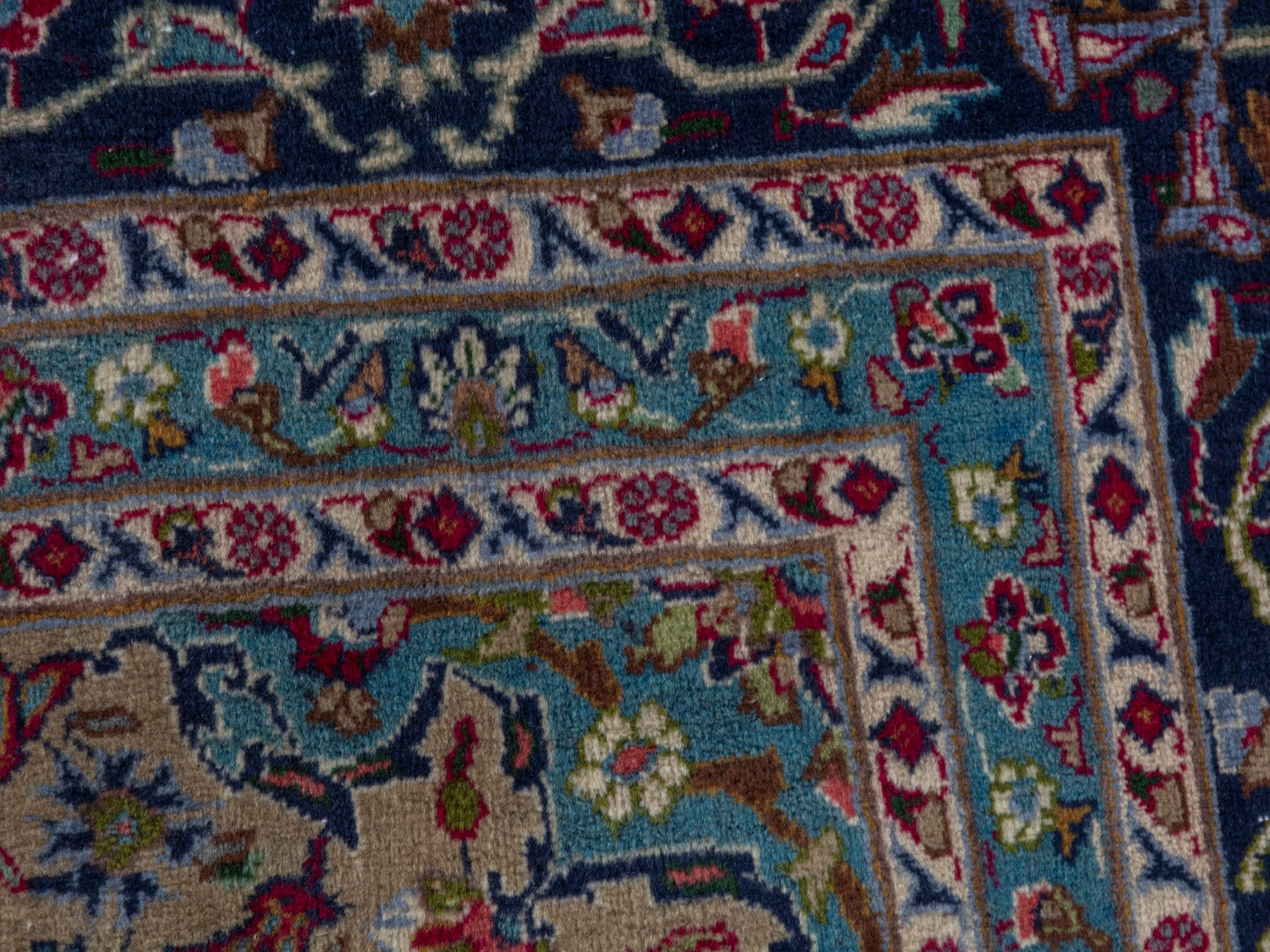 Persian Kashmar oversized rug in deep red and navy, view 16 of 24