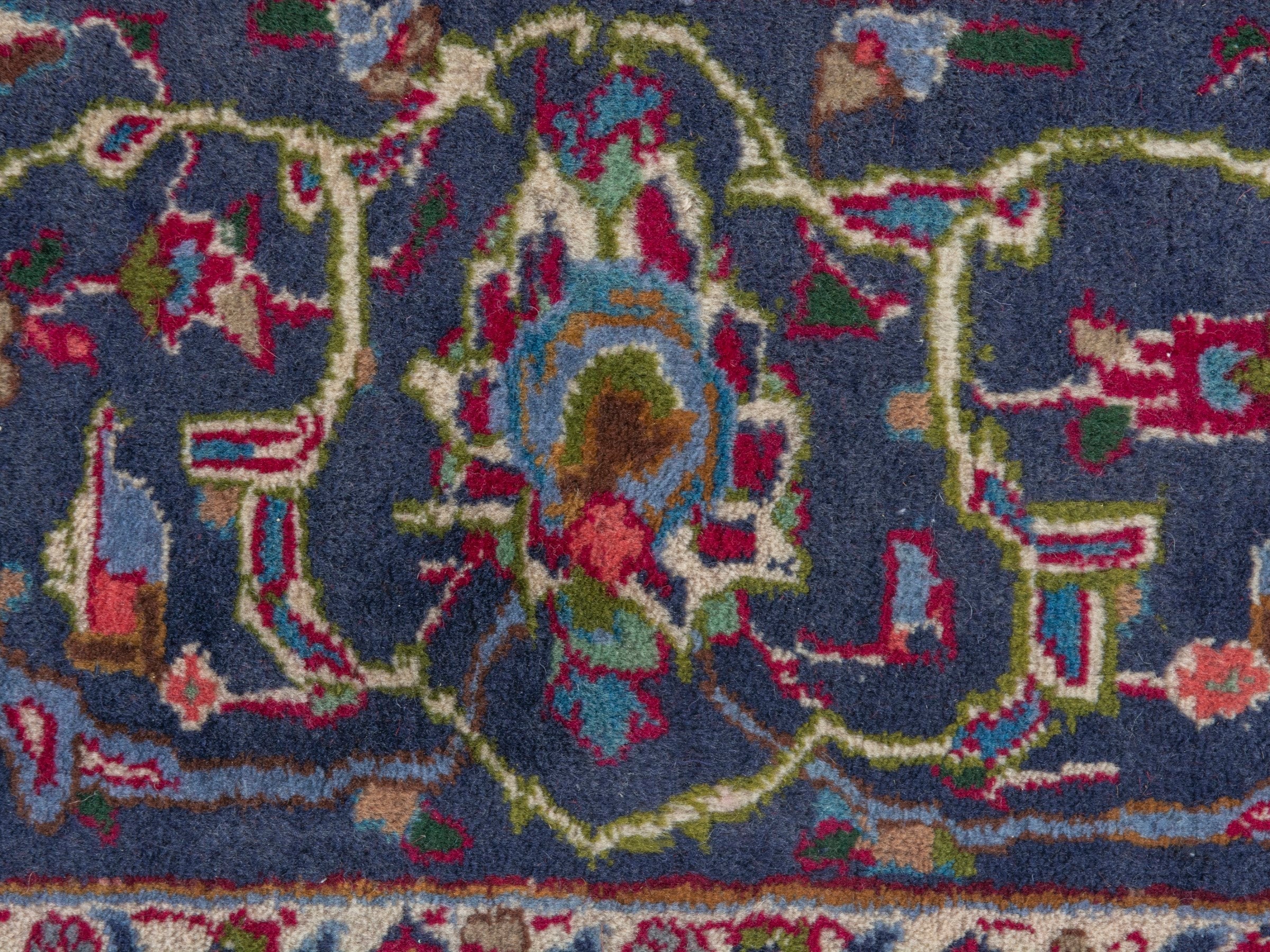 Persian Kashmar oversized rug in deep red and navy, view 18 of 24