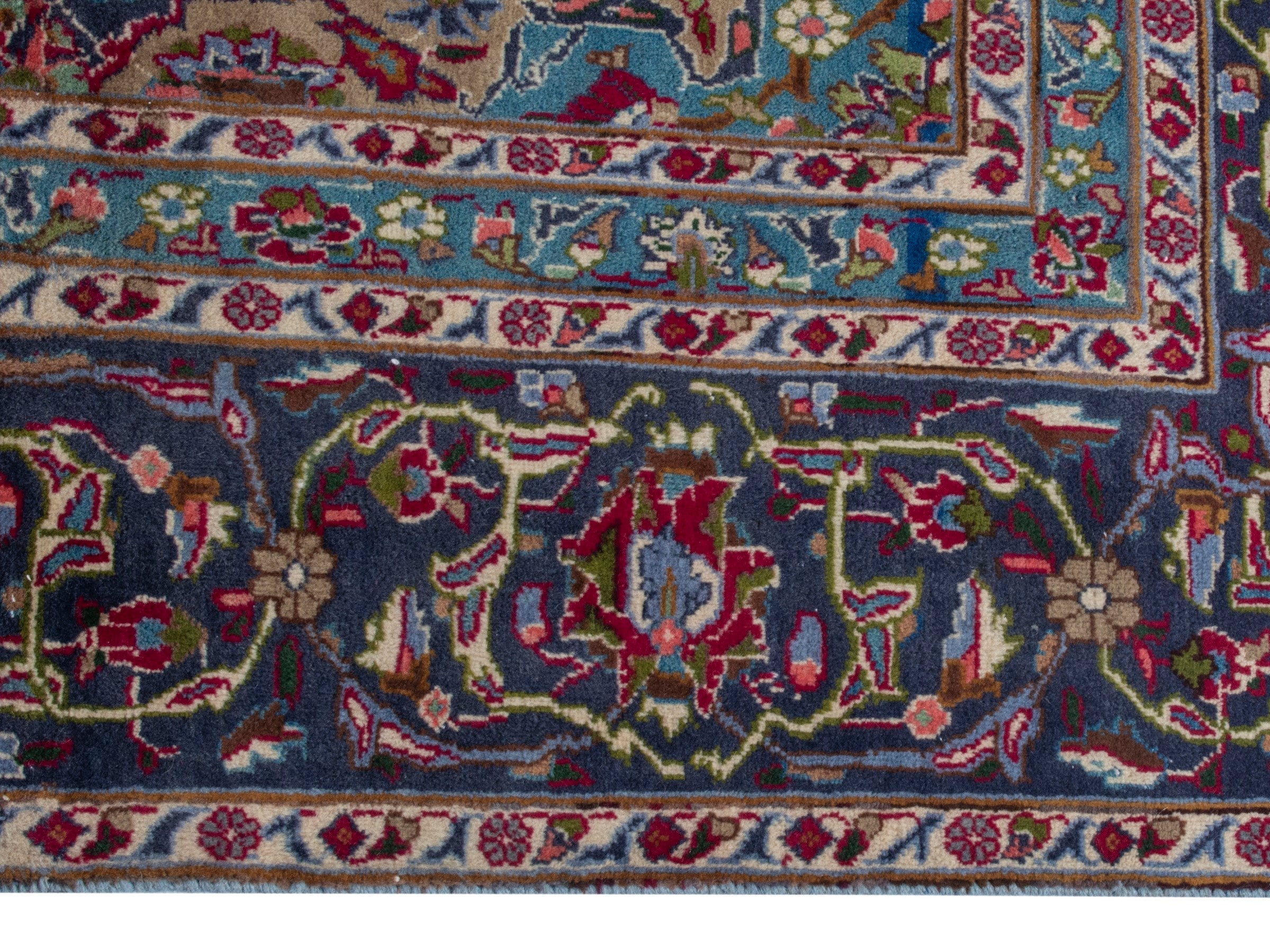 Persian Kashmar oversized rug in deep red and navy, view 10 of 24