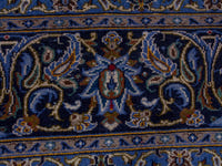 Persian Kashan oversized rug in navy and cream, view 14 of 22