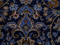 Persian Kashan oversized rug in navy and cream, view 17 of 22