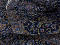 Persian Kashan oversized rug in navy and cream, view 18 of 22