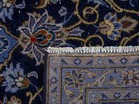 Persian Kashan oversized rug in navy and cream, view 22 of 22
