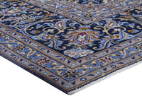 Persian Kashan oversized rug in navy and cream, view 7 of 22