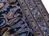 Persian Kashan oversized rug in navy and cream, view 9 of 22