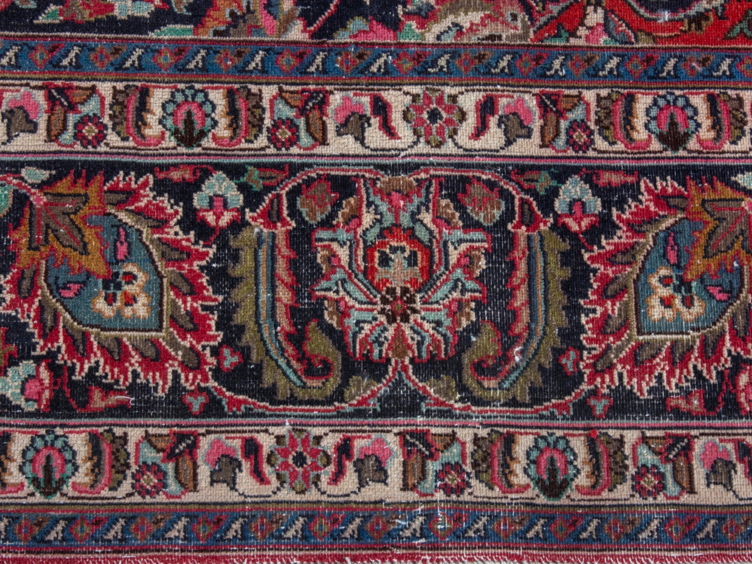 Persian Mashhad oversized rug in deep red and burgundy, view 11 of 24