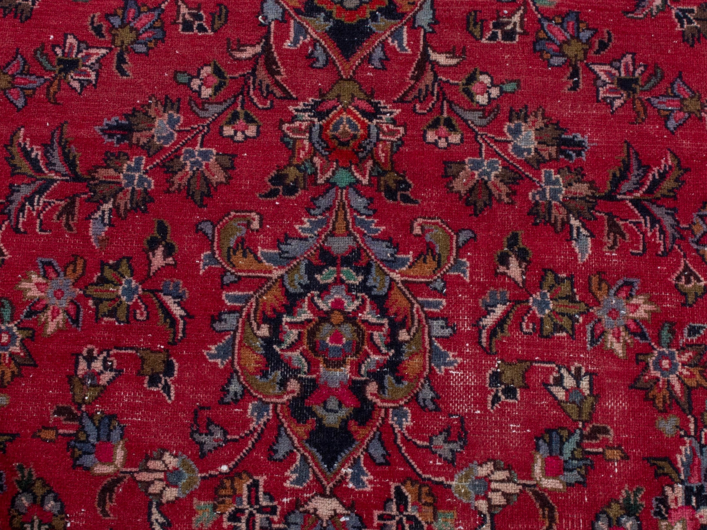 Persian Mashhad oversized rug in deep red and burgundy, view 12 of 24