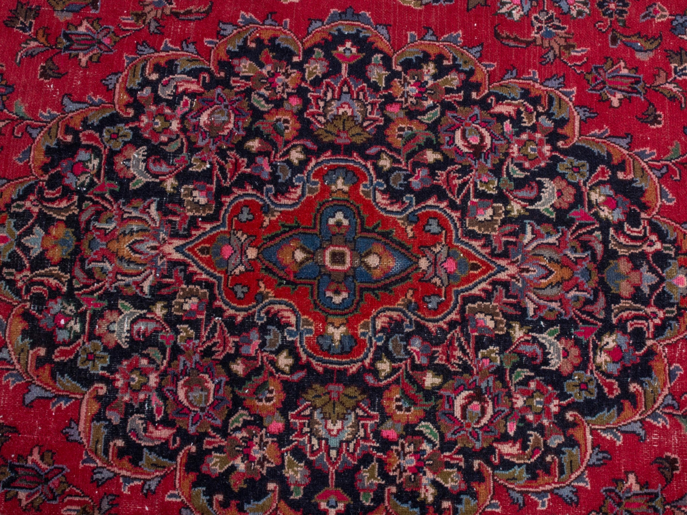 Persian Mashhad oversized rug in deep red and burgundy, view 13 of 24