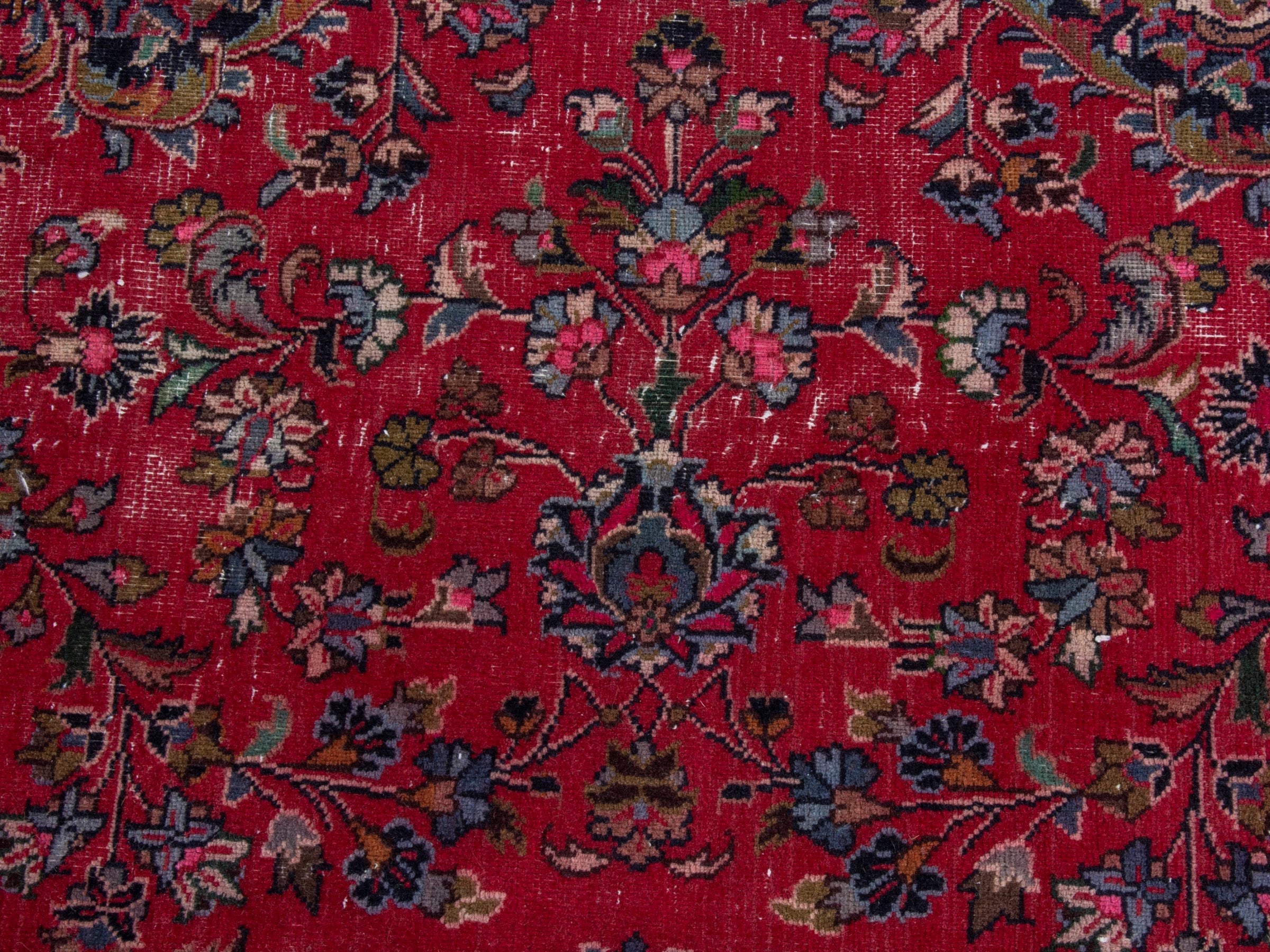 Persian Mashhad oversized rug in deep red and burgundy, view 14 of 24