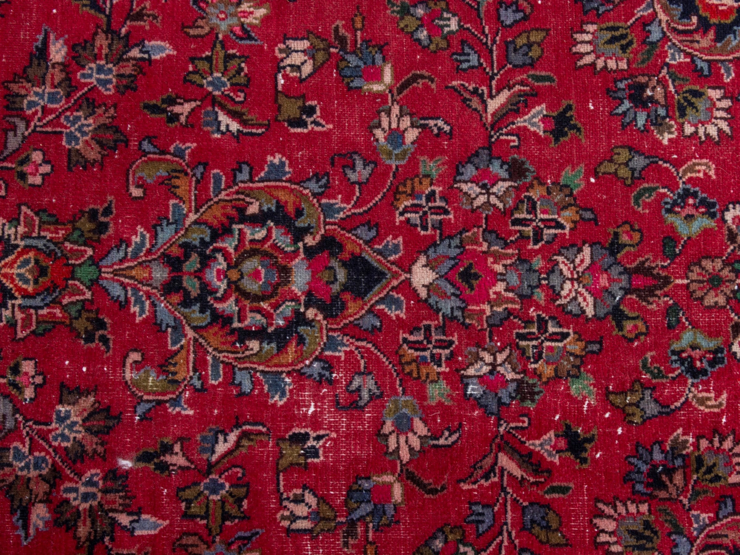 Persian Mashhad oversized rug in deep red and burgundy, view 15 of 24