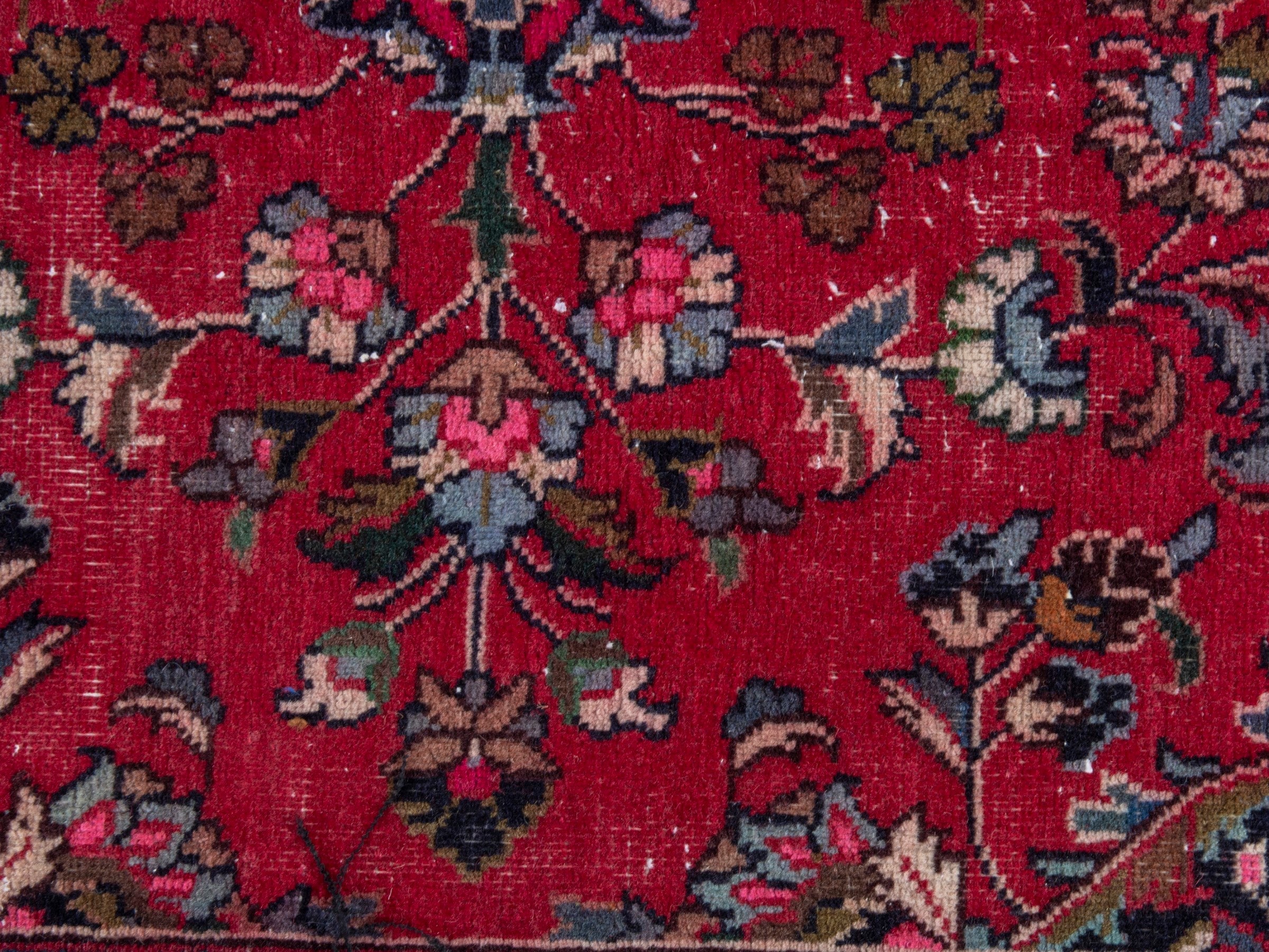 Persian Mashhad oversized rug in deep red and burgundy, view 16 of 24