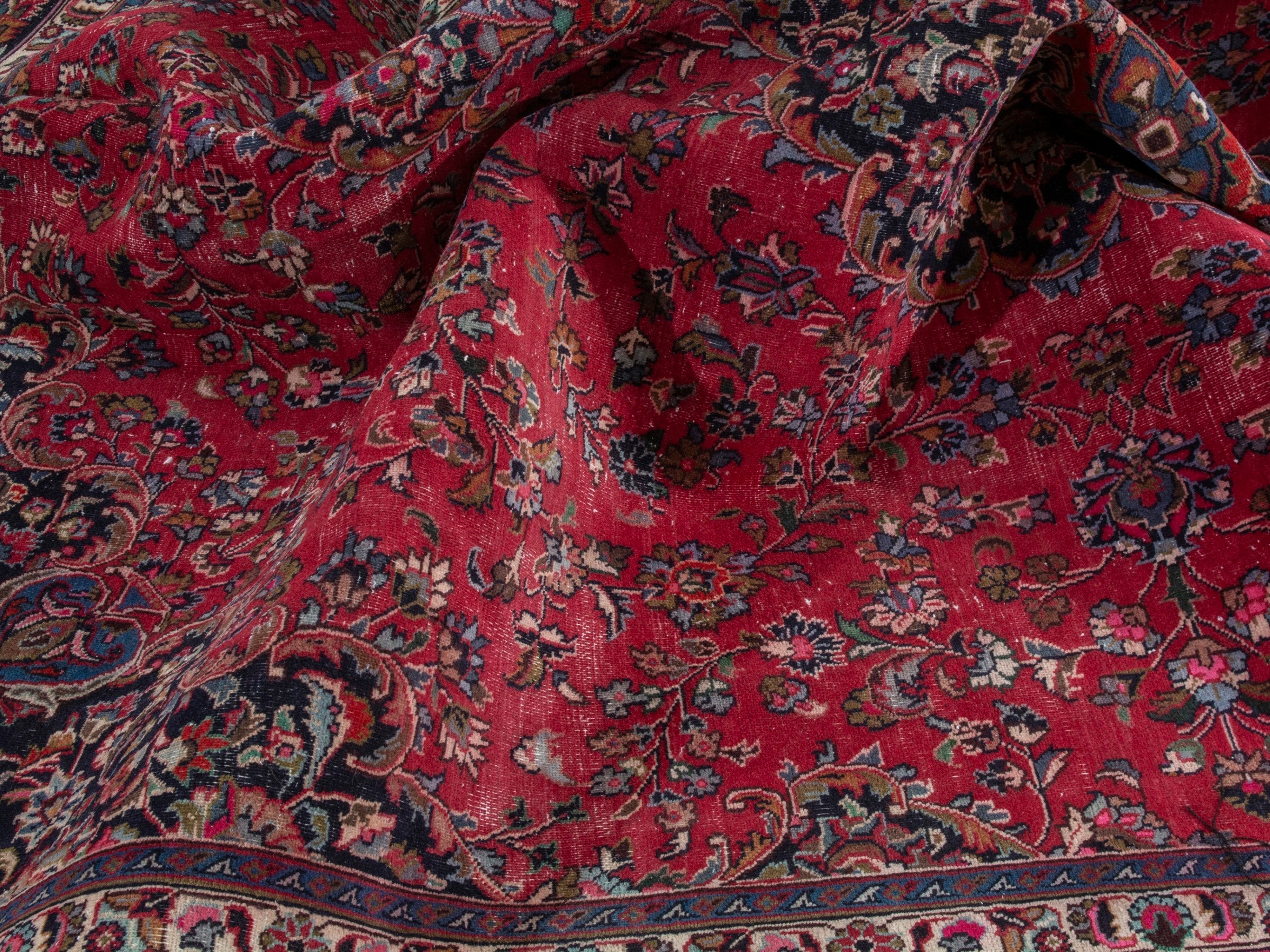Persian Mashhad oversized rug in deep red and burgundy, view 19 of 24