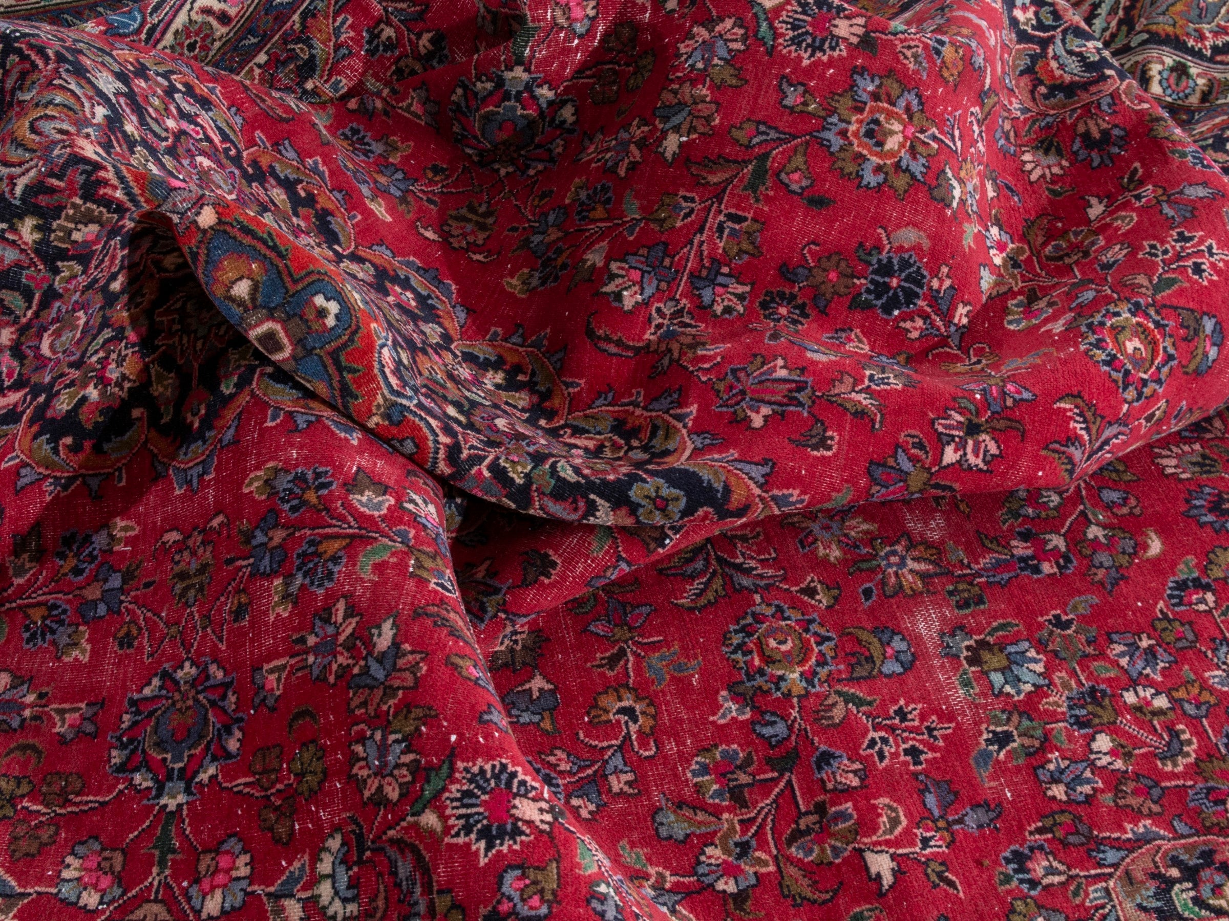 Persian Mashhad oversized rug in deep red and burgundy, view 20 of 24