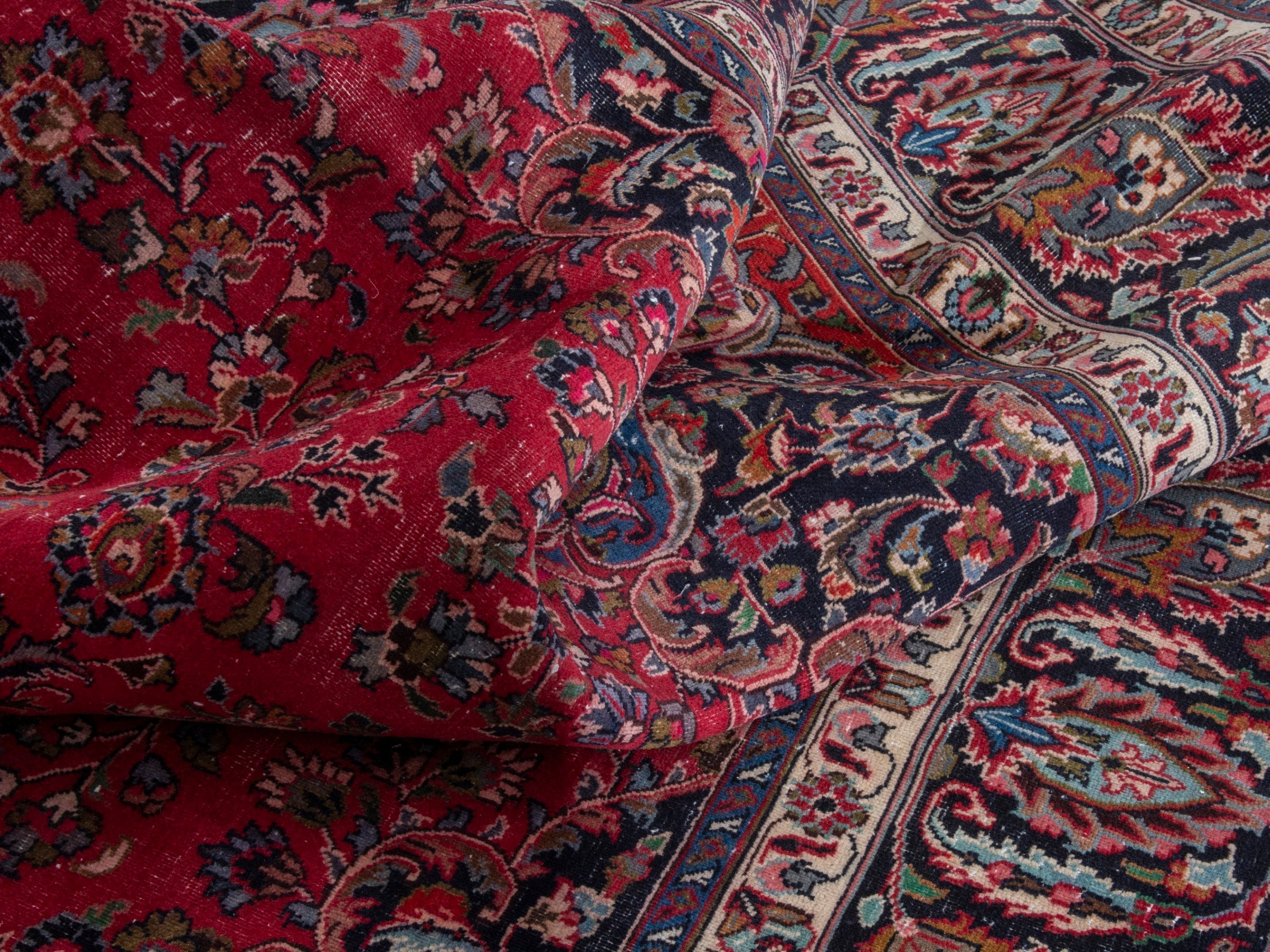 Persian Mashhad oversized rug in deep red and burgundy, view 21 of 24