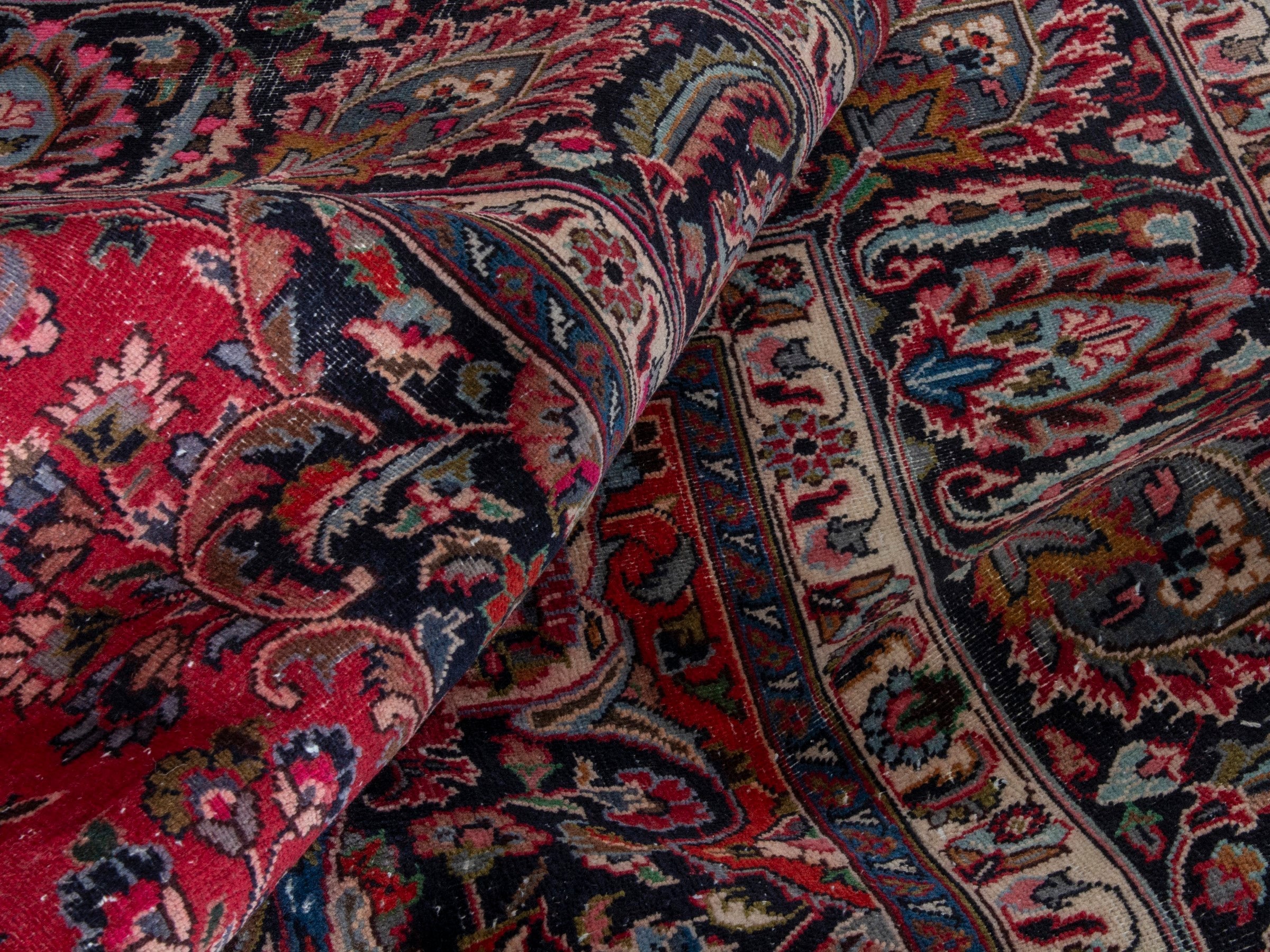 Persian Mashhad oversized rug in deep red and burgundy, view 23 of 24