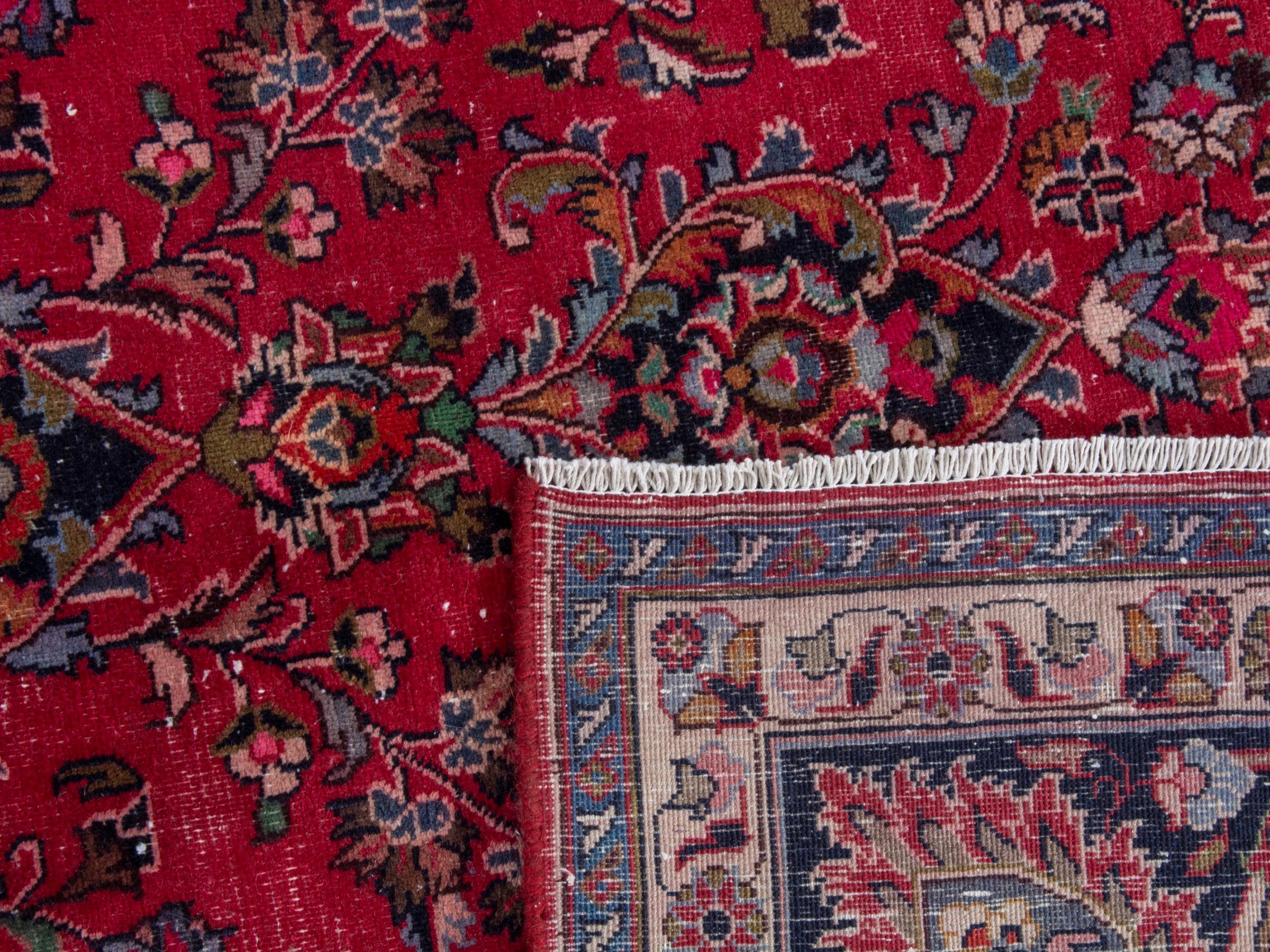 Persian Mashhad oversized rug in deep red and burgundy, view 24 of 24