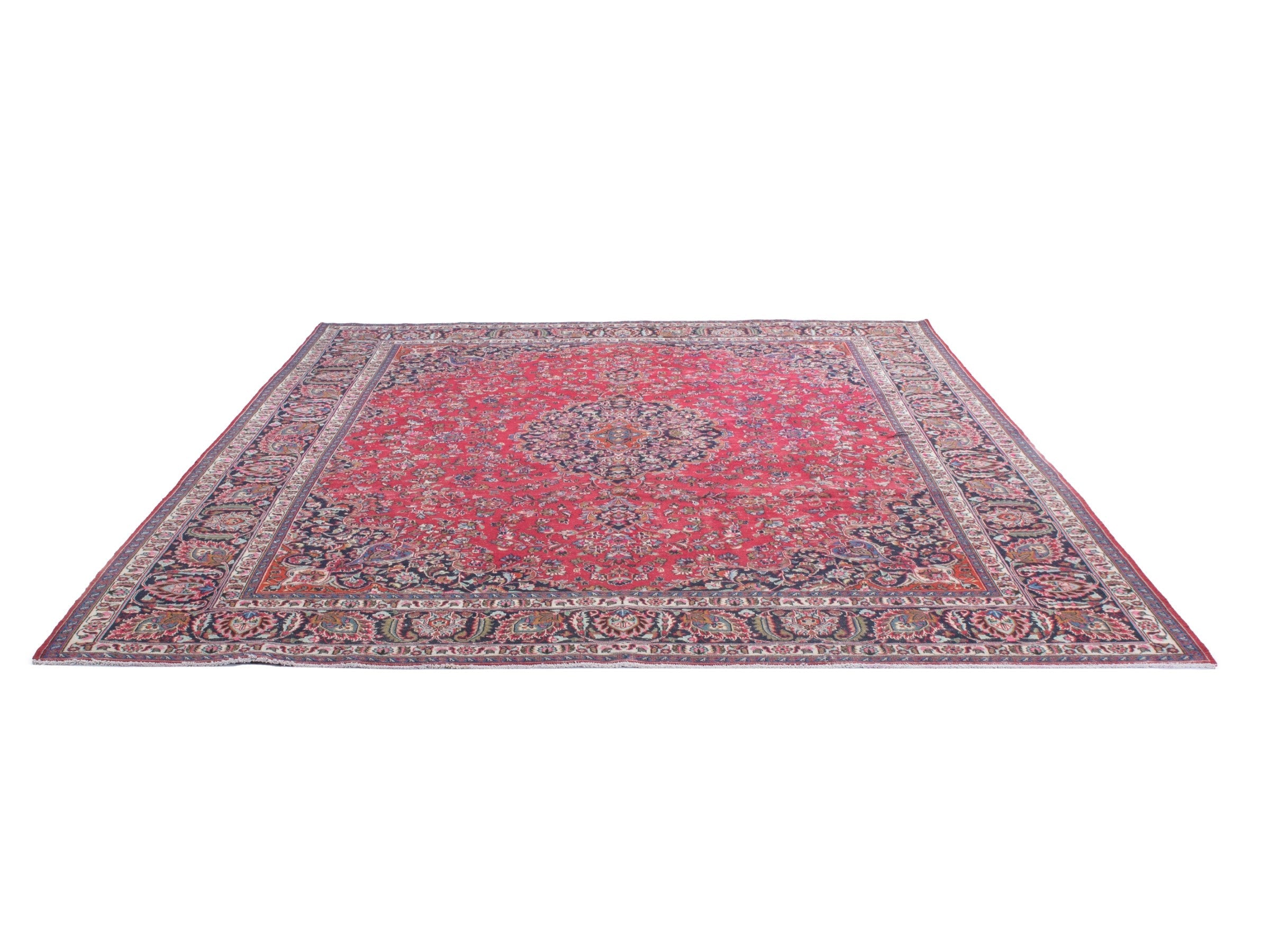 Persian Mashhad oversized rug in deep red and burgundy, view 2 of 24