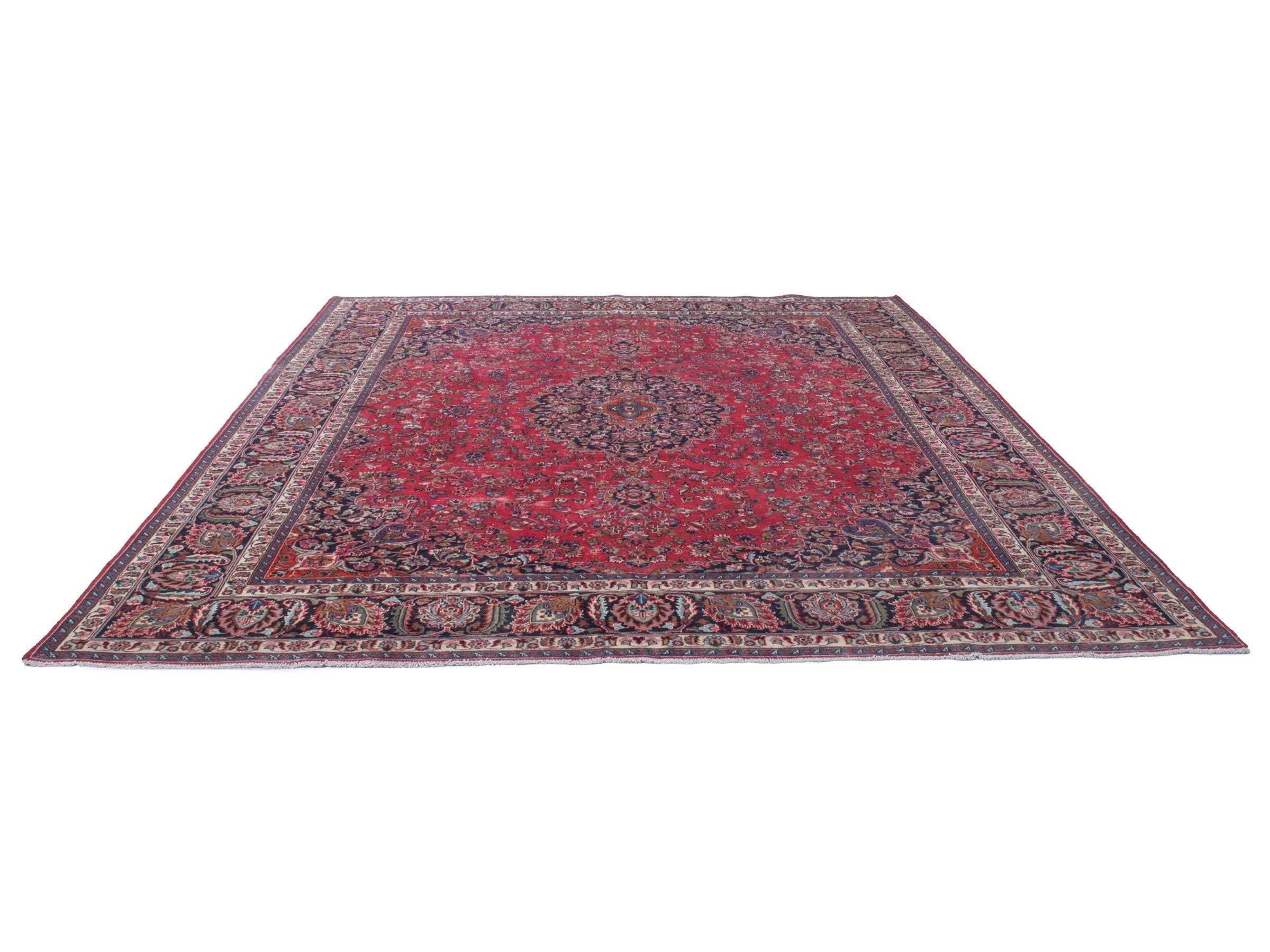 Persian Mashhad oversized rug in deep red and burgundy, view 3 of 24