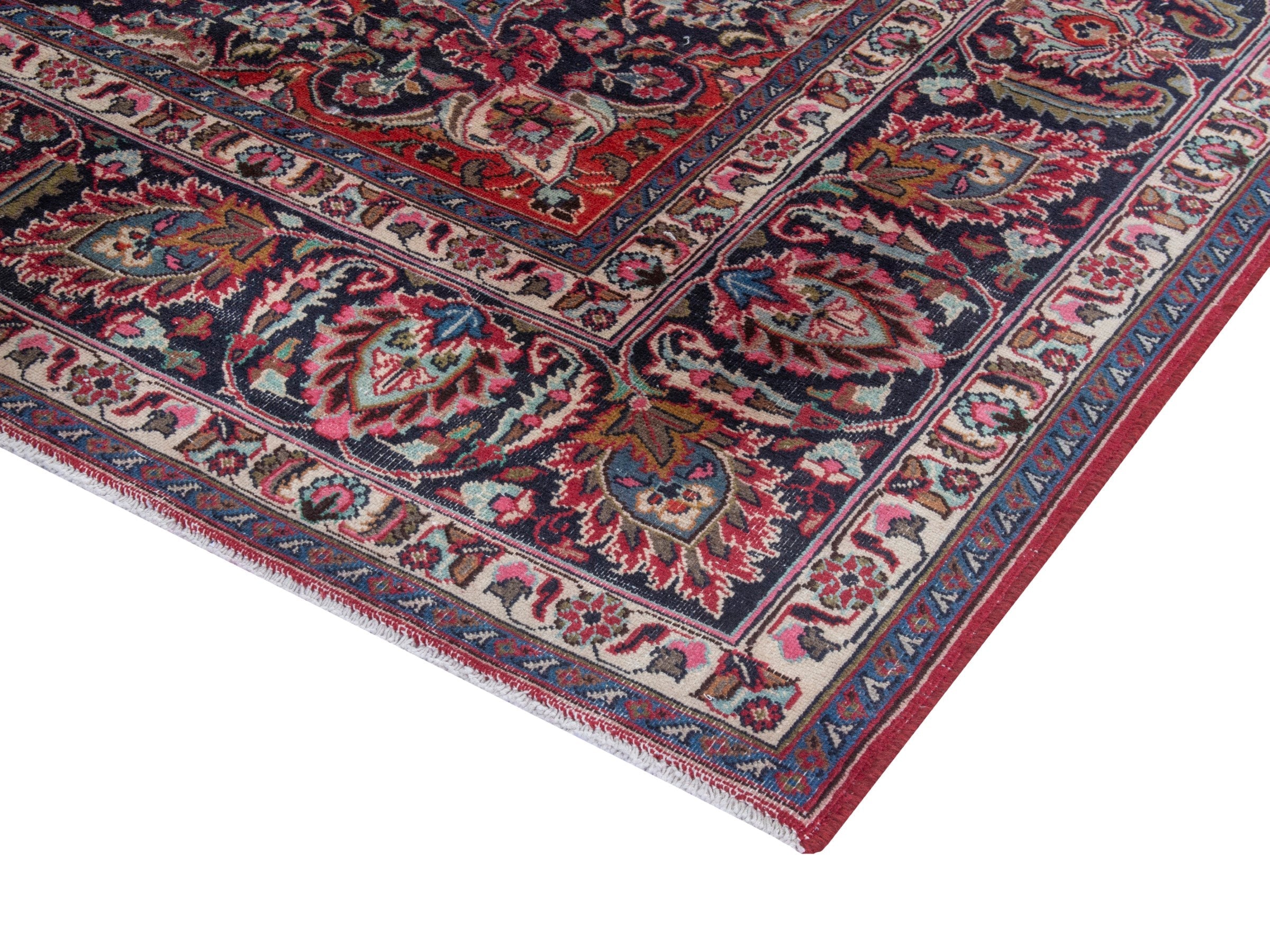 Persian Mashhad oversized rug in deep red and burgundy, view 5 of 24