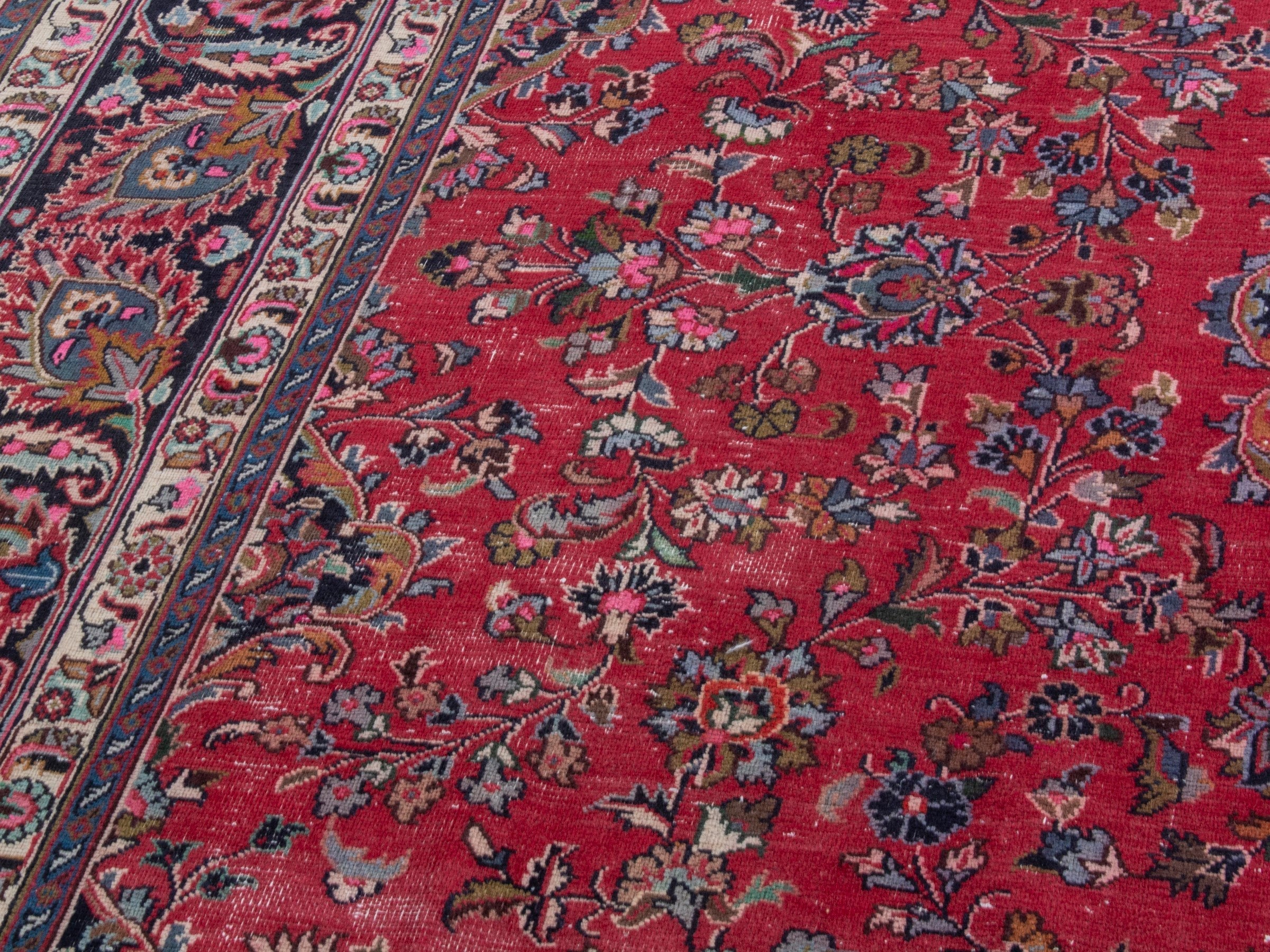 Persian Mashhad oversized rug in deep red and burgundy, view 9 of 24