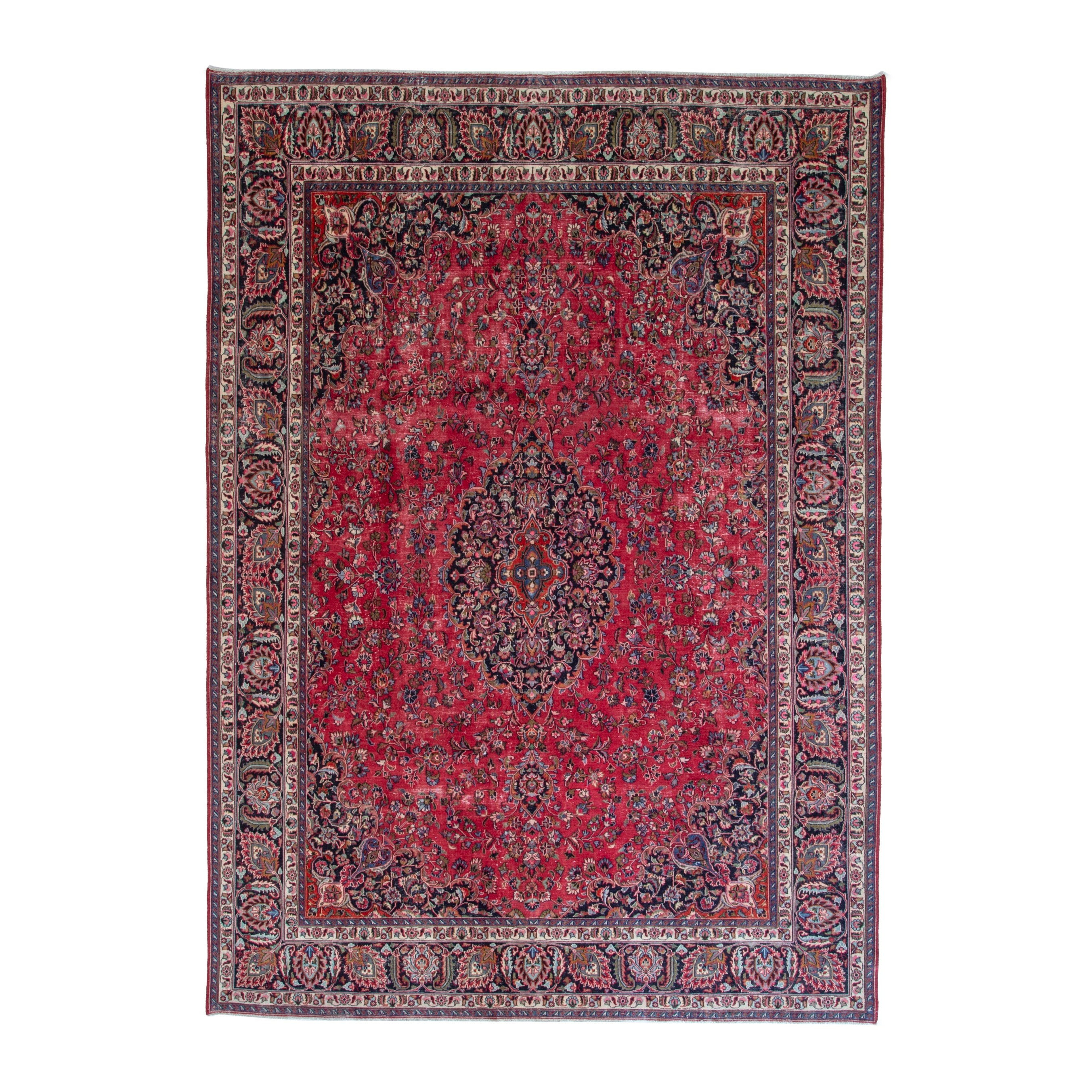 Persian Mashhad oversized rug in deep red and burgundy, 9'7" x 12'11"