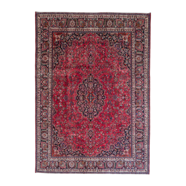 Persian Mashhad oversized rug in deep red and burgundy, 9'7" x 12'11"
