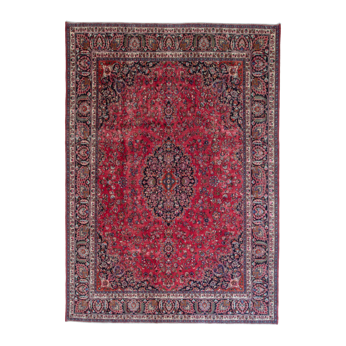 Persian Mashhad oversized rug in deep red and burgundy, 9'7" x 12'11"