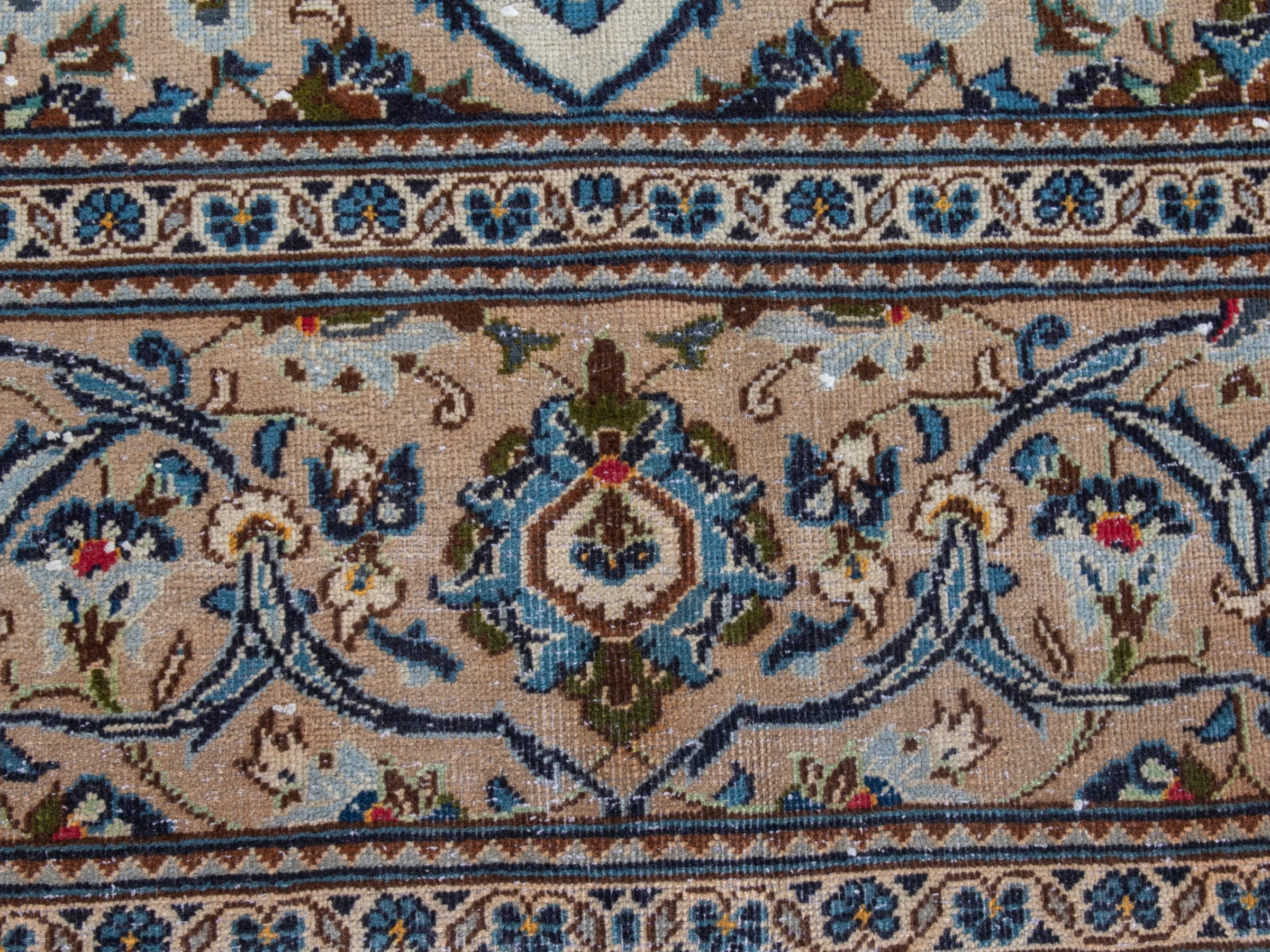 Persian Kashan oversized rug in ivory and tan, view 11 of 24