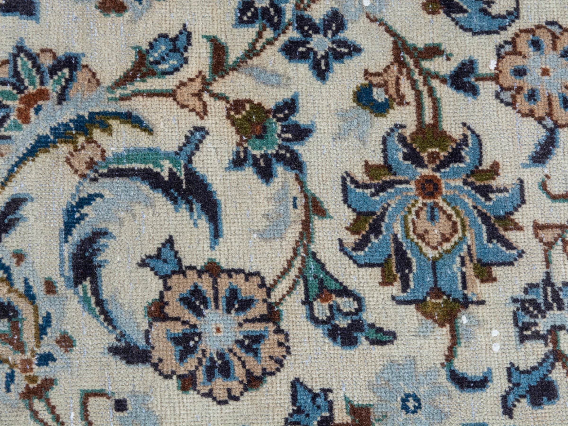 Persian Kashan oversized rug in ivory and tan, view 14 of 24