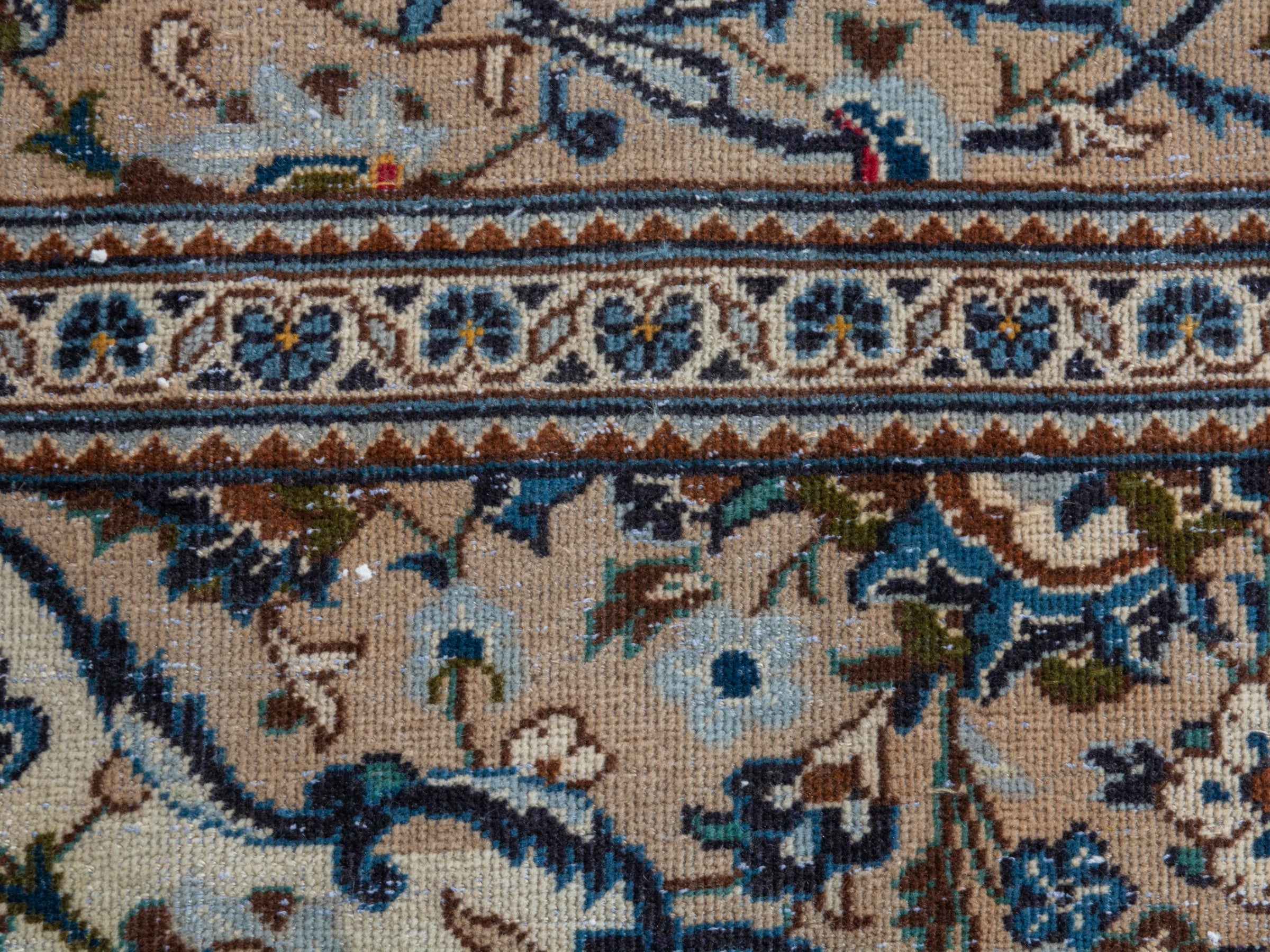 Persian Kashan oversized rug in ivory and tan, view 15 of 24