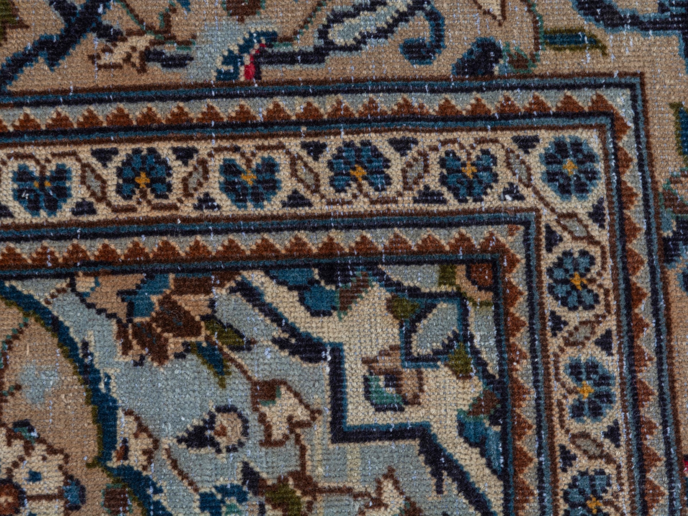 Persian Kashan oversized rug in ivory and tan, view 17 of 24