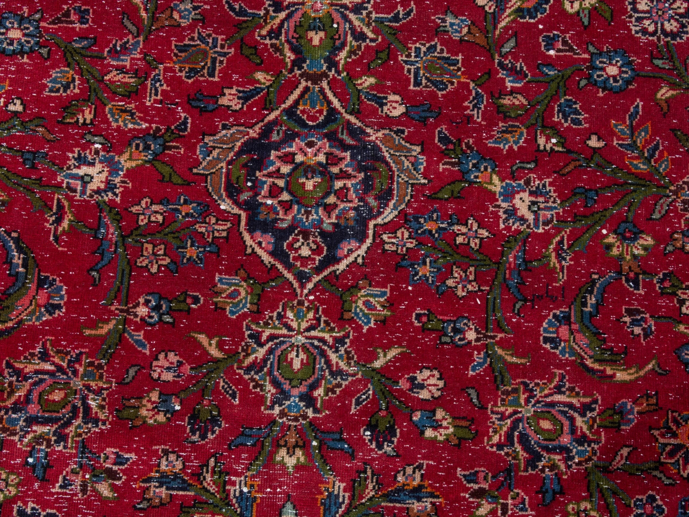 Persian Kashan oversized rug in deep red and burgundy, view 11 of 26