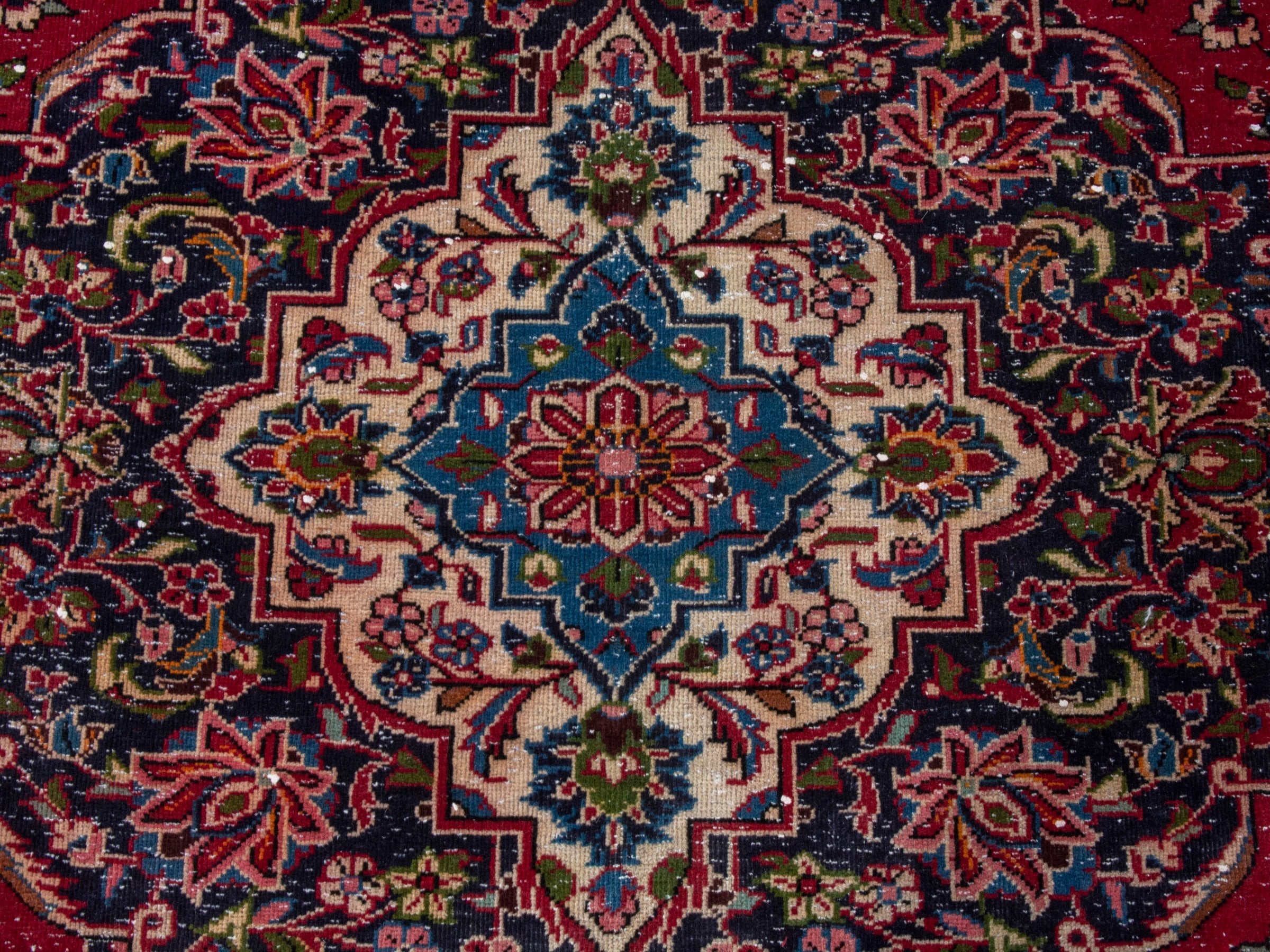 Persian Kashan oversized rug in deep red and burgundy, view 12 of 26