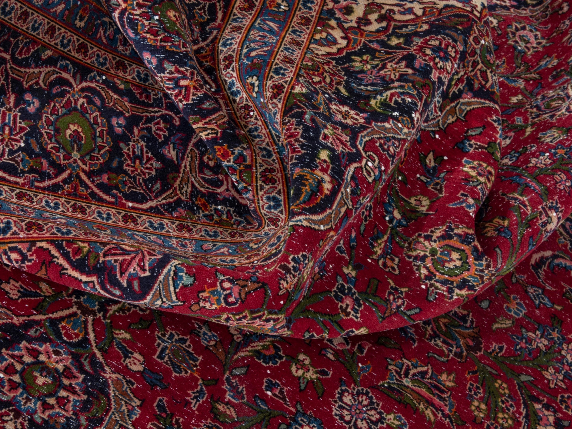 Persian Kashan oversized rug in deep red and burgundy, view 20 of 26