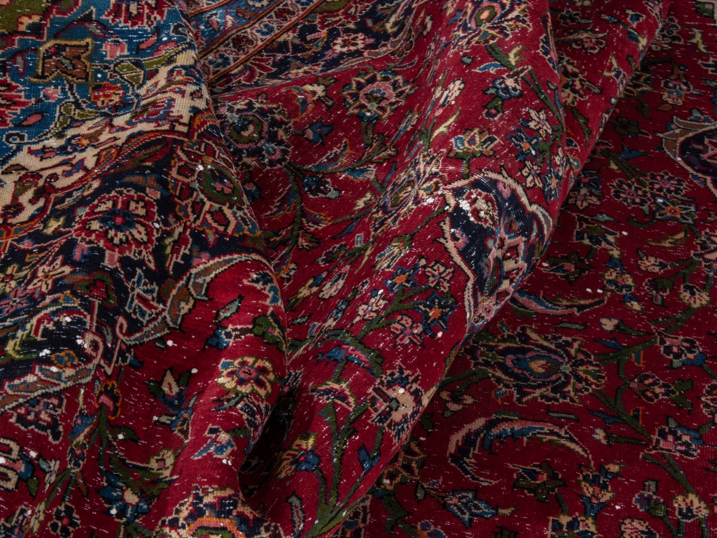 Persian Kashan oversized rug in deep red and burgundy, view 21 of 26