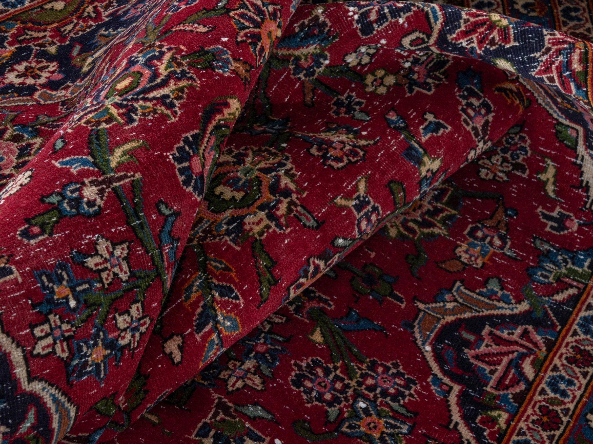 Persian Kashan oversized rug in deep red and burgundy, view 22 of 26