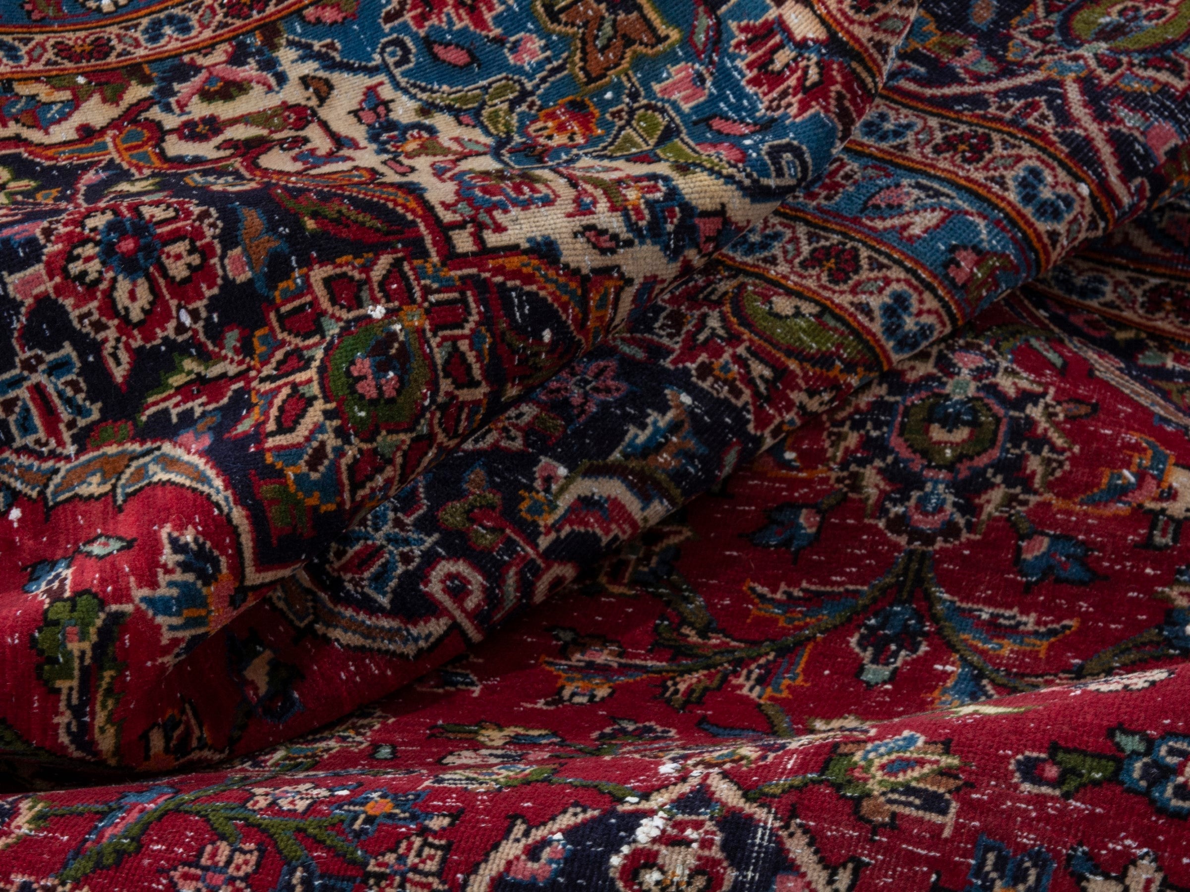 Persian Kashan oversized rug in deep red and burgundy, view 23 of 26