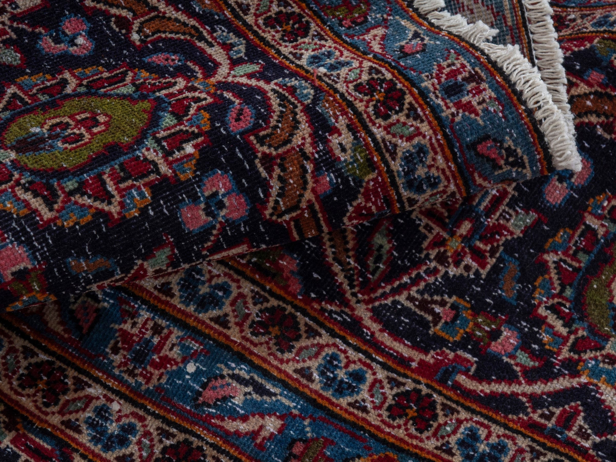 Persian Kashan oversized rug in deep red and burgundy, view 24 of 26