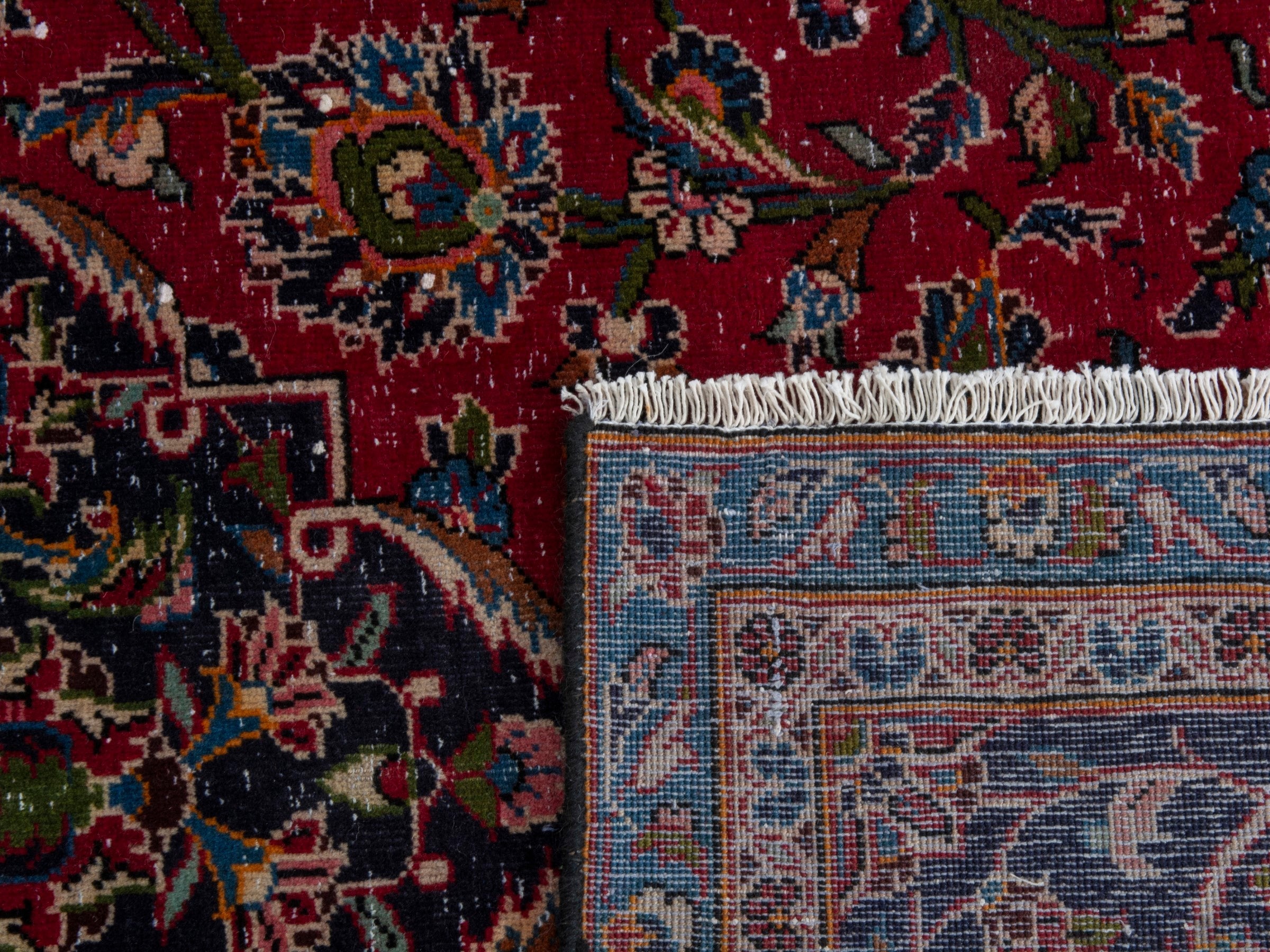 Persian Kashan oversized rug in deep red and burgundy, view 26 of 26