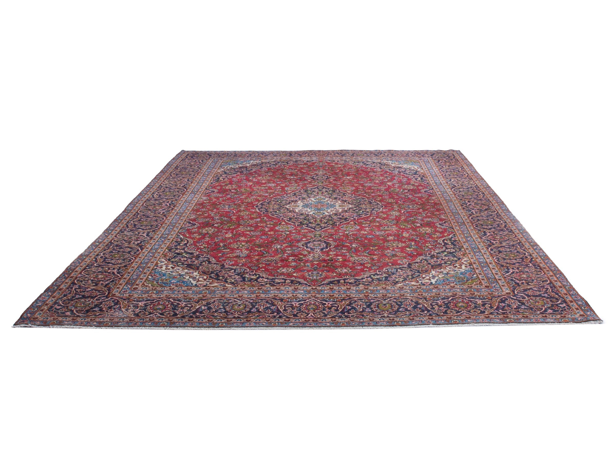 Persian Kashan oversized rug in deep red and burgundy, view 3 of 26
