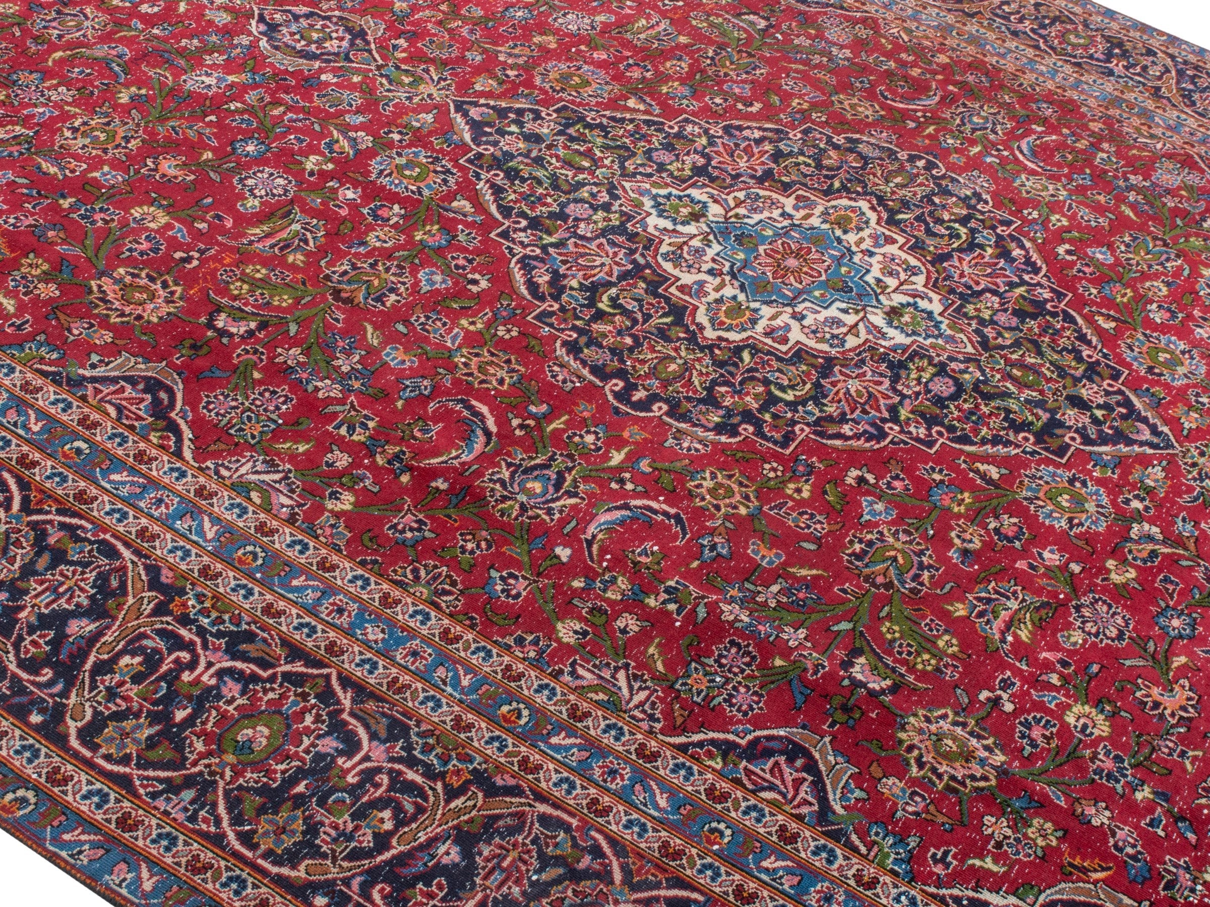 Persian Kashan oversized rug in deep red and burgundy, view 4 of 26