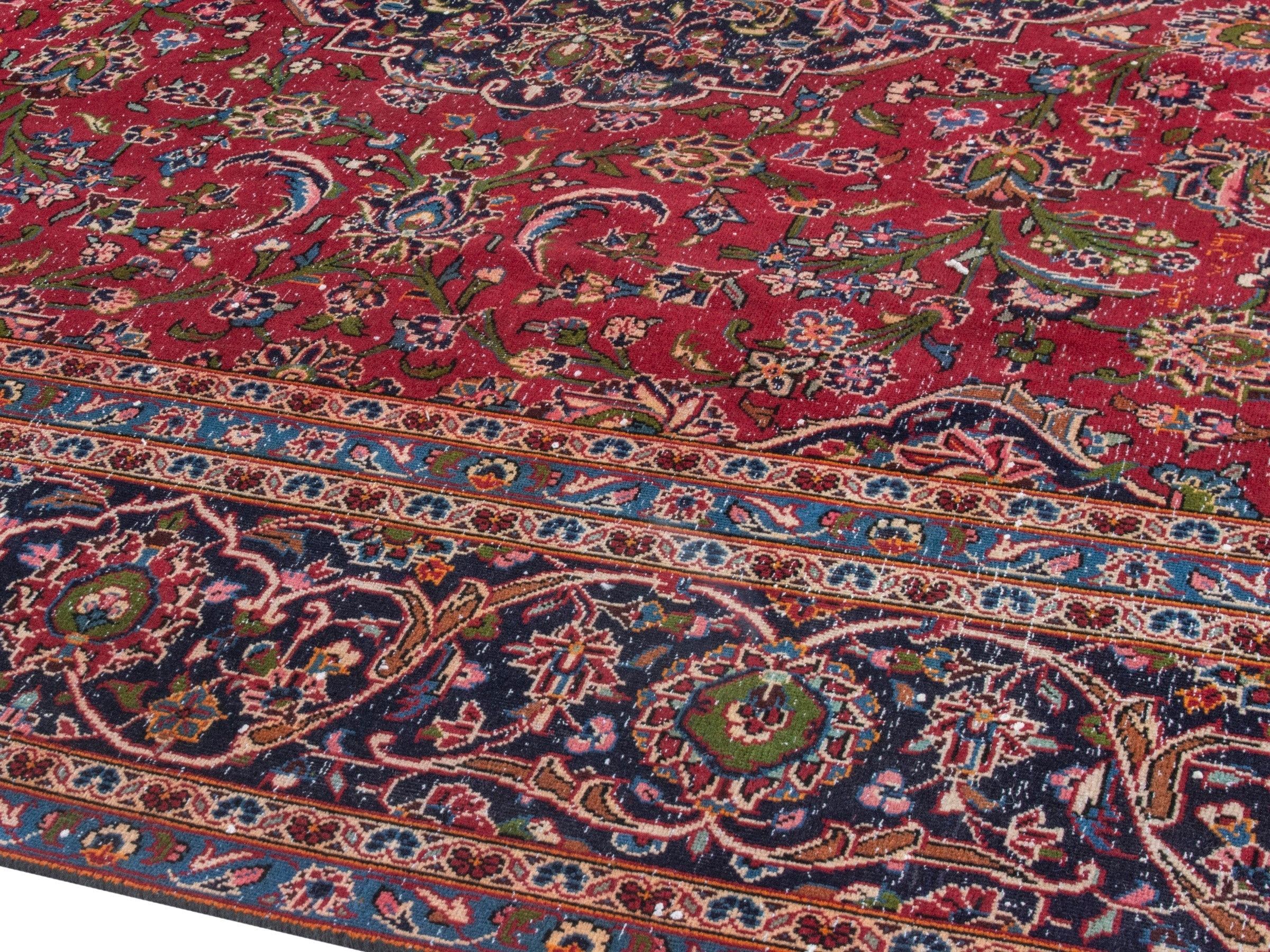 Persian Kashan oversized rug in deep red and burgundy, view 6 of 26